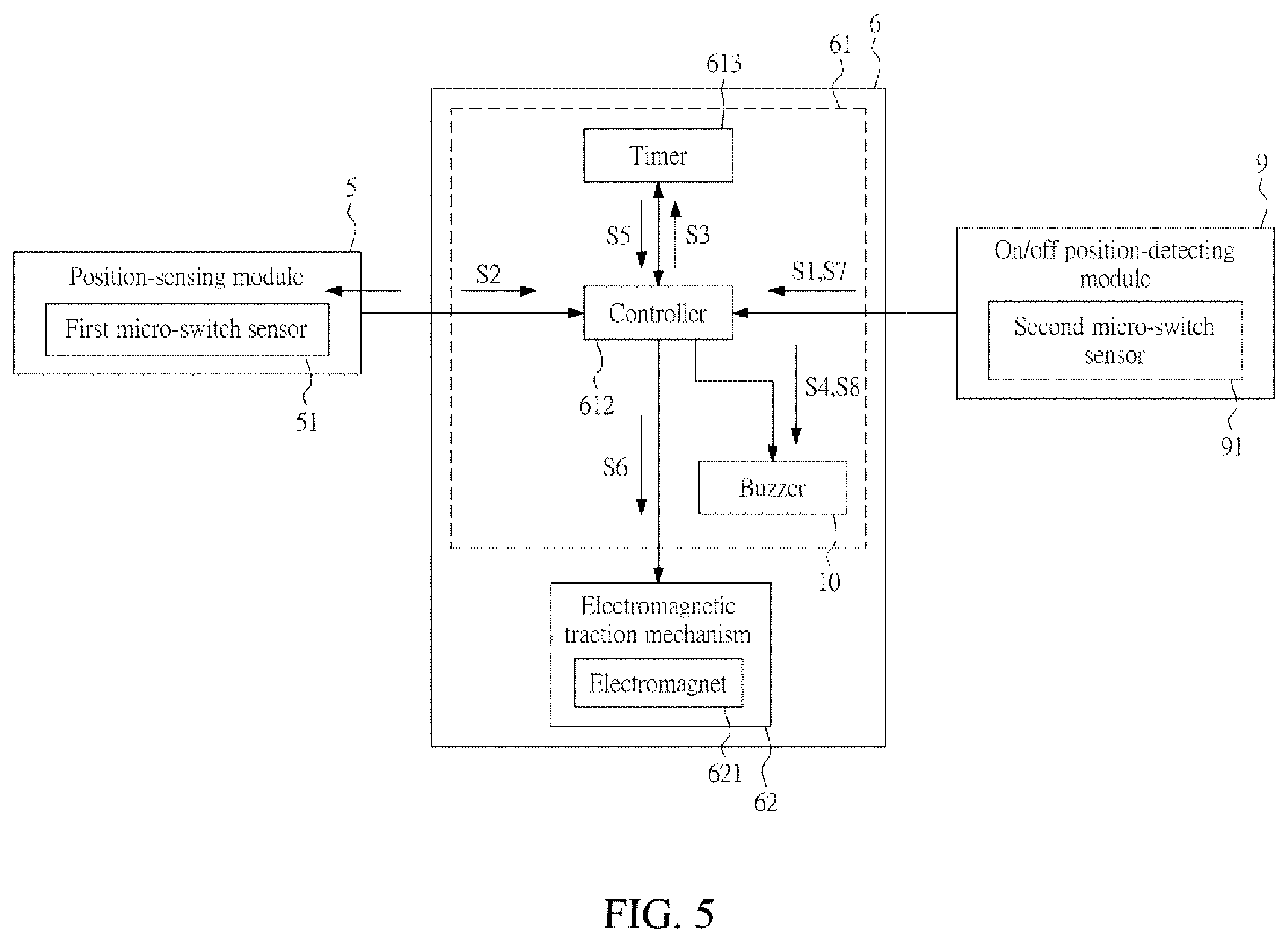 Patent US12480336 Figure 5 – Delayed unlocking push-down type emergency door-locking device