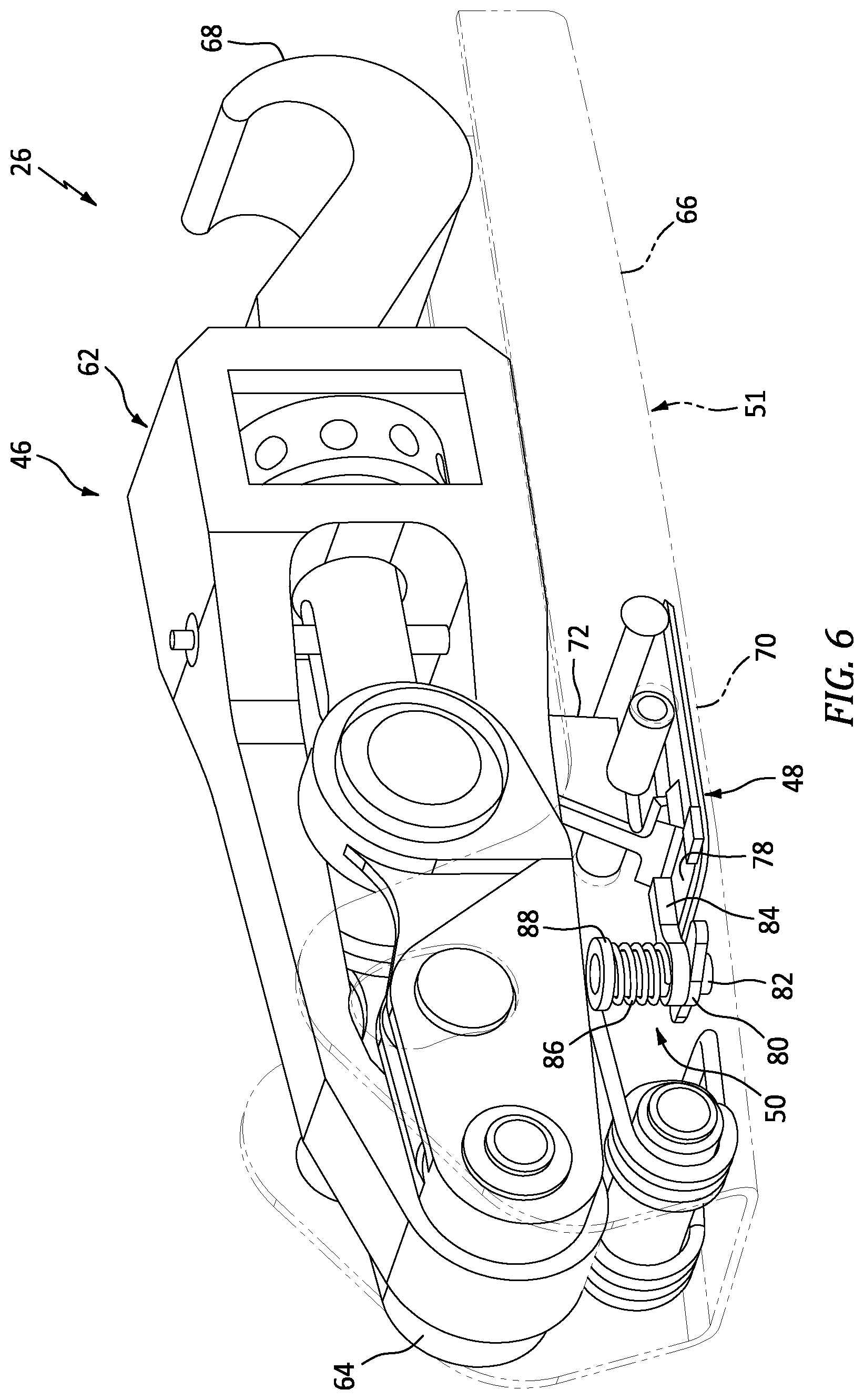 Patent US12480342 Figure 5 – Aircraft latch assembly with lock