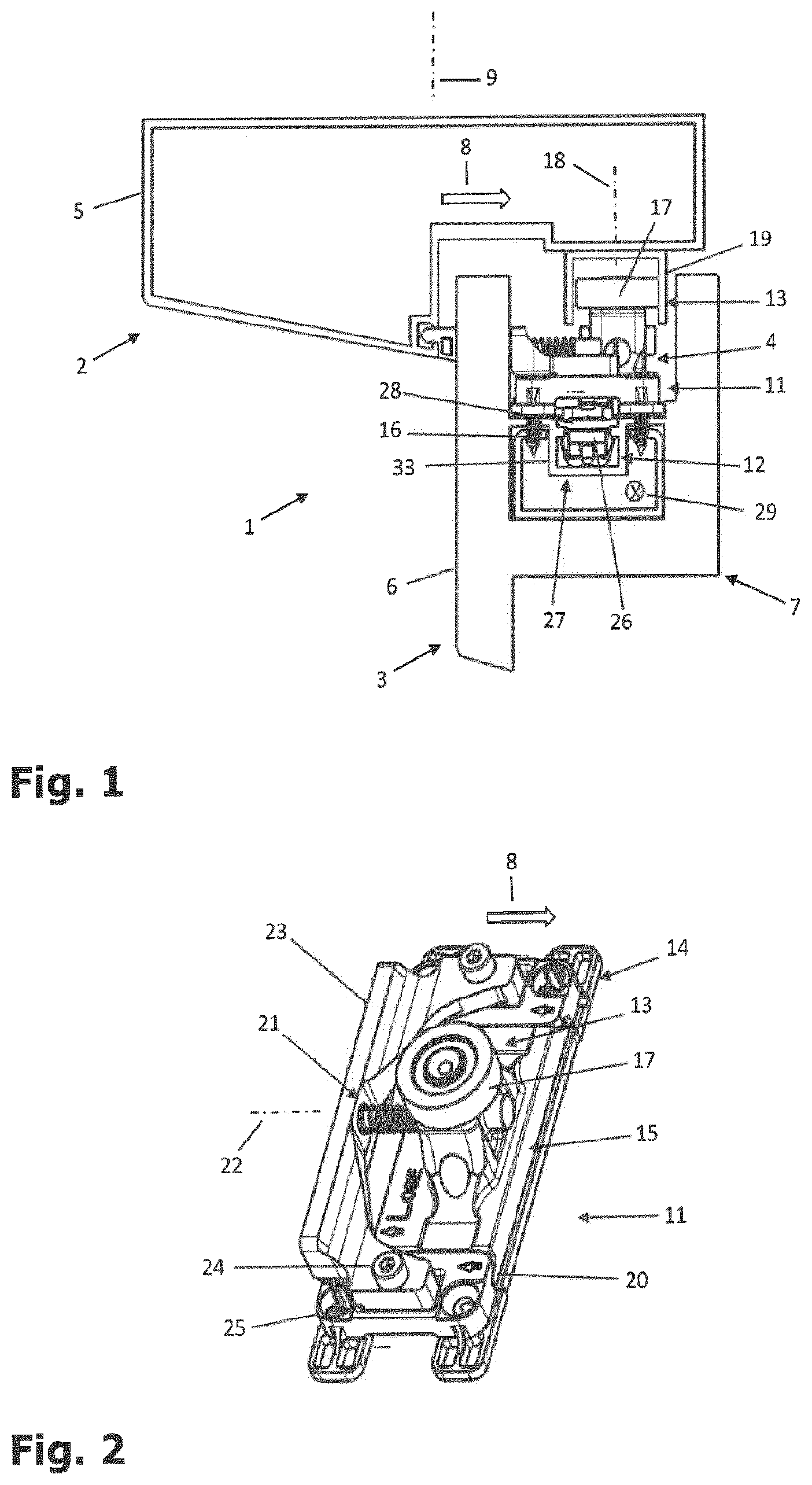 Patent US12480344 Figure 1 – Fitting assembly for arranging between a fixed frame and a leaf of a window or door