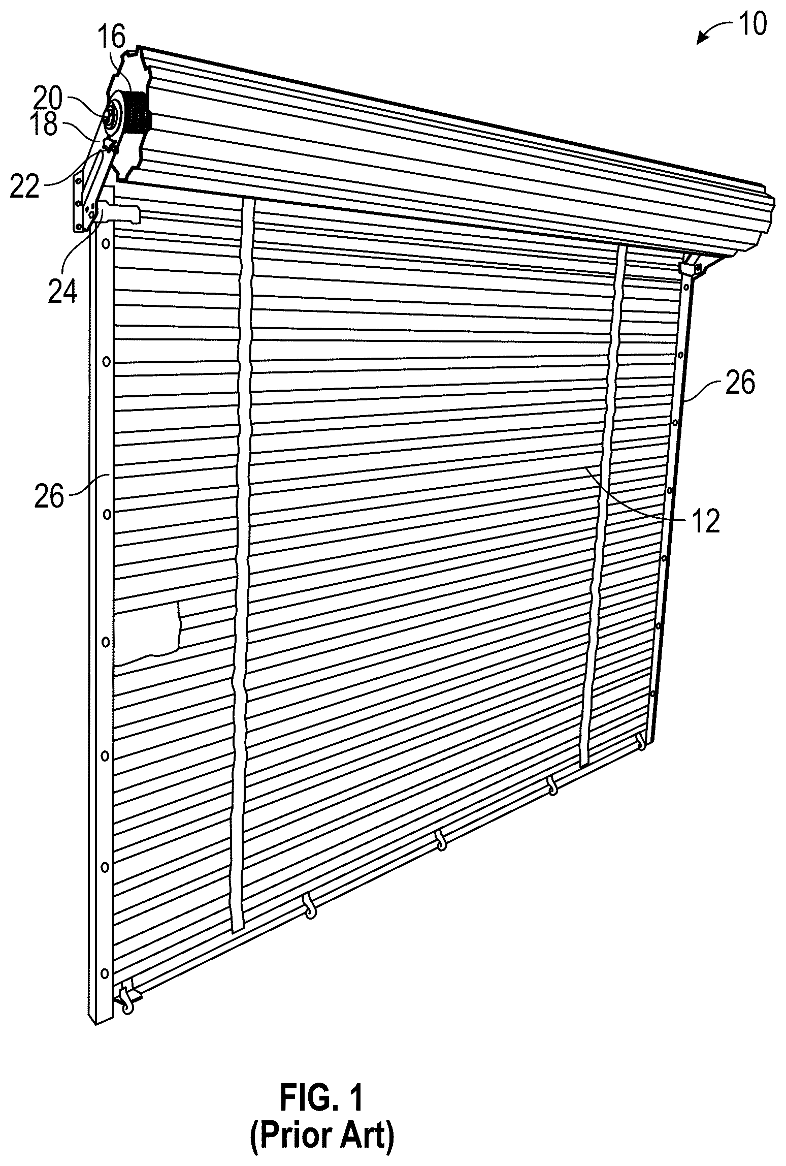Patent US12480345 Figure 1 – Integrated bracket assembly with head stop for overhead doors
