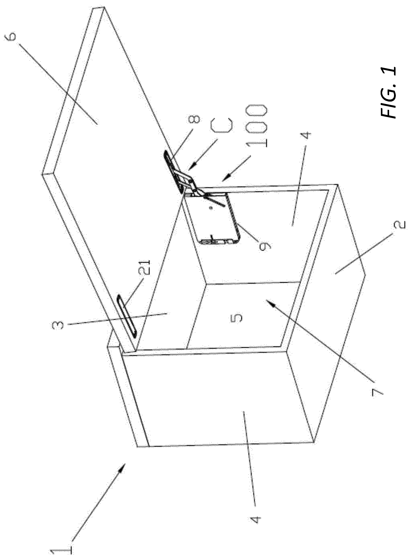 Patent US12480347 Figure 1 – Mechanism of movement of an upward-tilting door