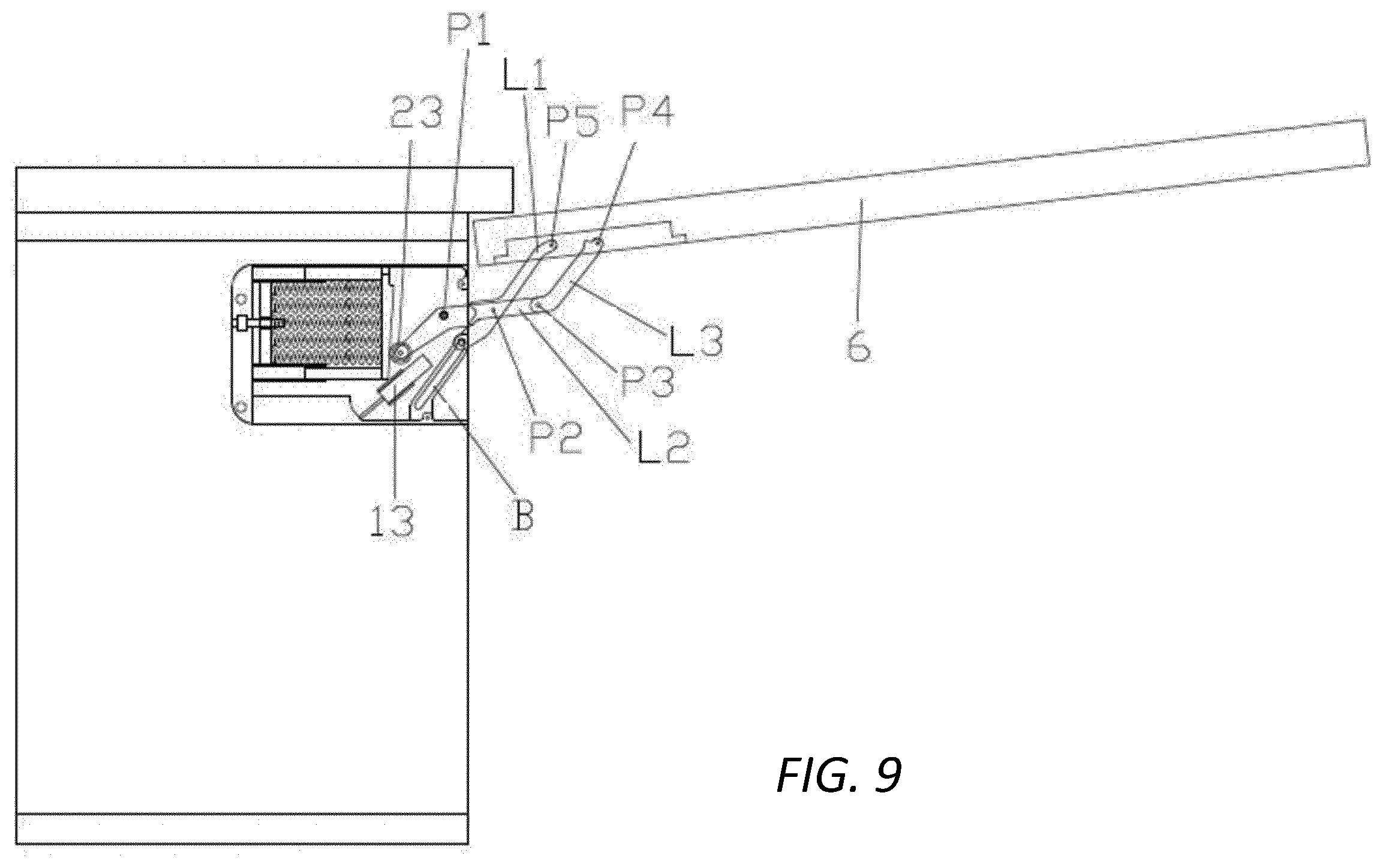 Patent US12480347 Figure 11 – Mechanism of movement of an upward-tilting door