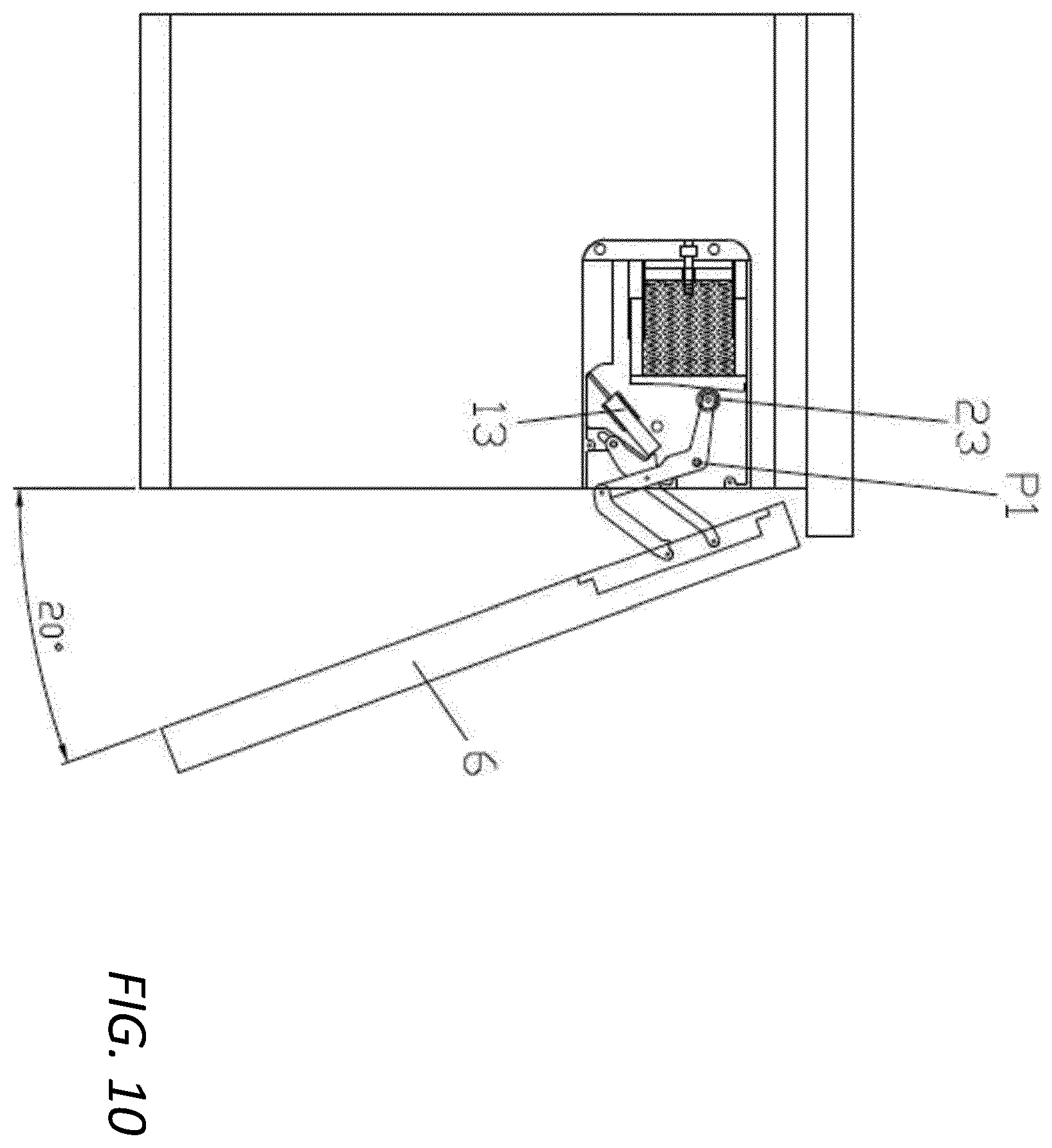 Patent US12480347 Figure 12 – Mechanism of movement of an upward-tilting door