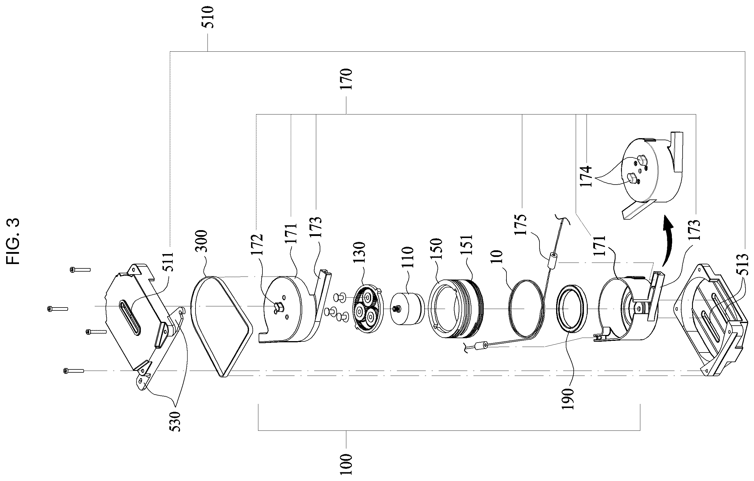 Patent US12480352 Figure 3 – Power sliding door actuator