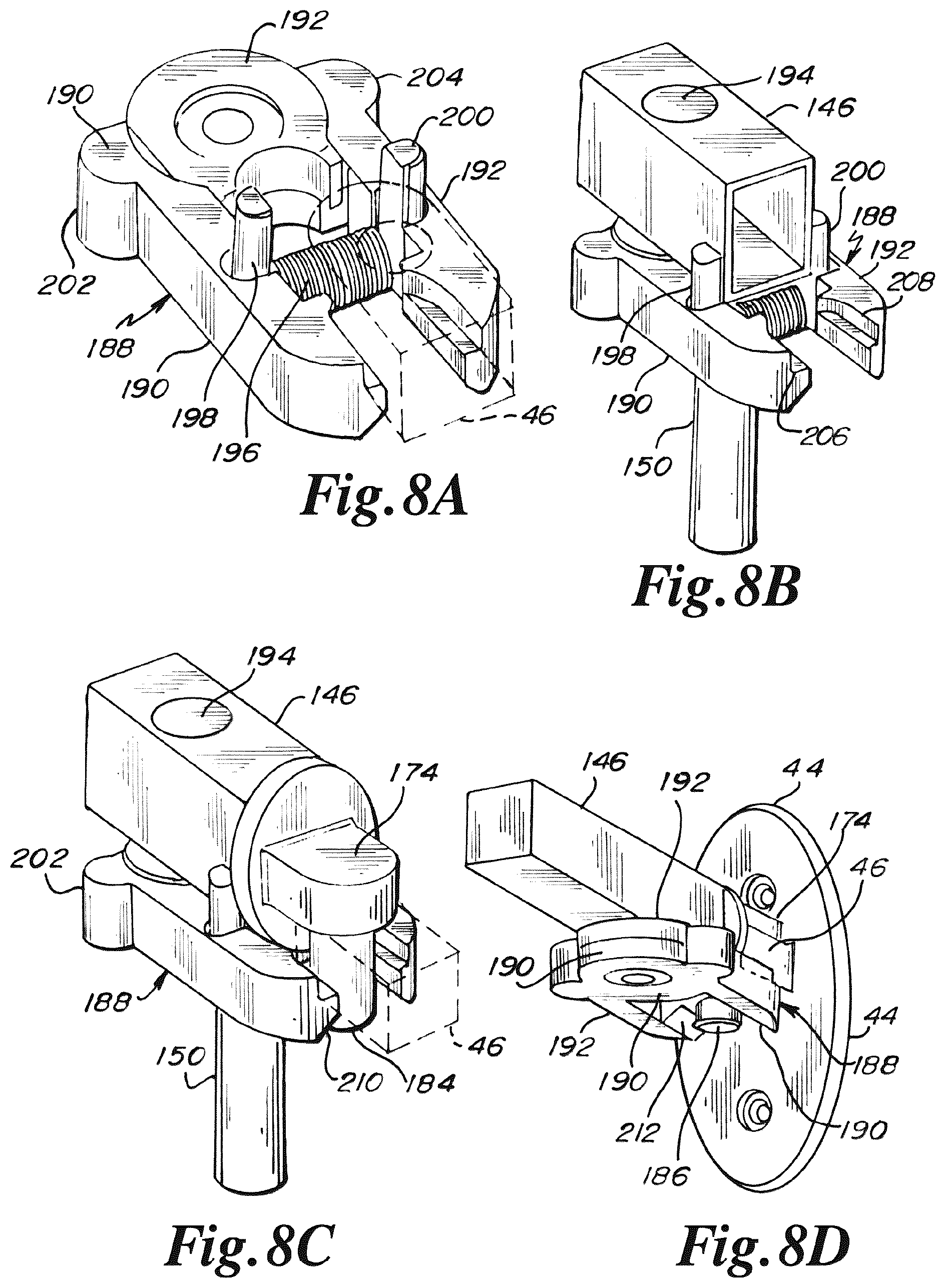 Patent US12480358 Figure 8 – Gate having four pins and stairway post adapter