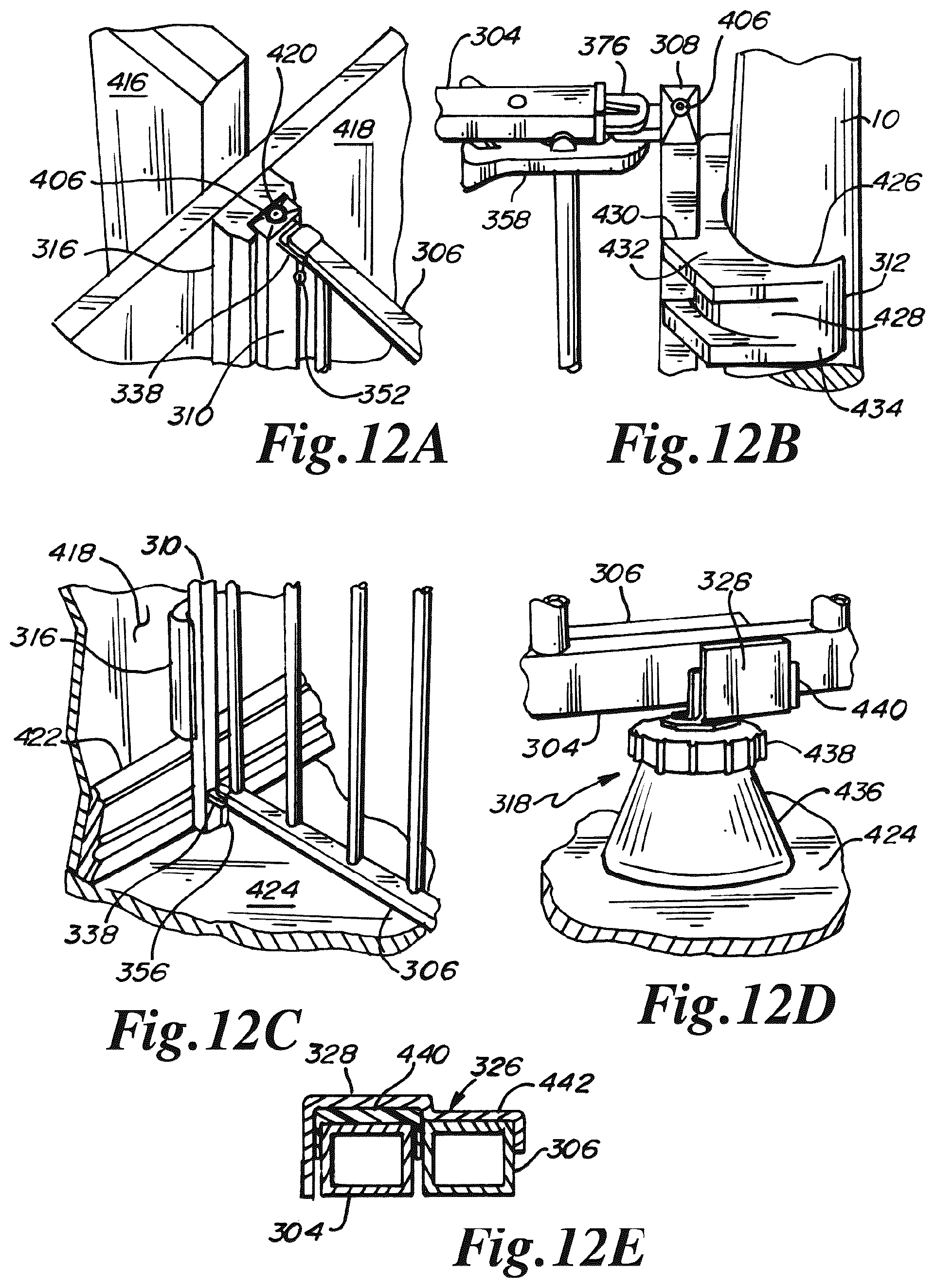 Patent US12480358 Figure 12 – Gate having four pins and stairway post adapter