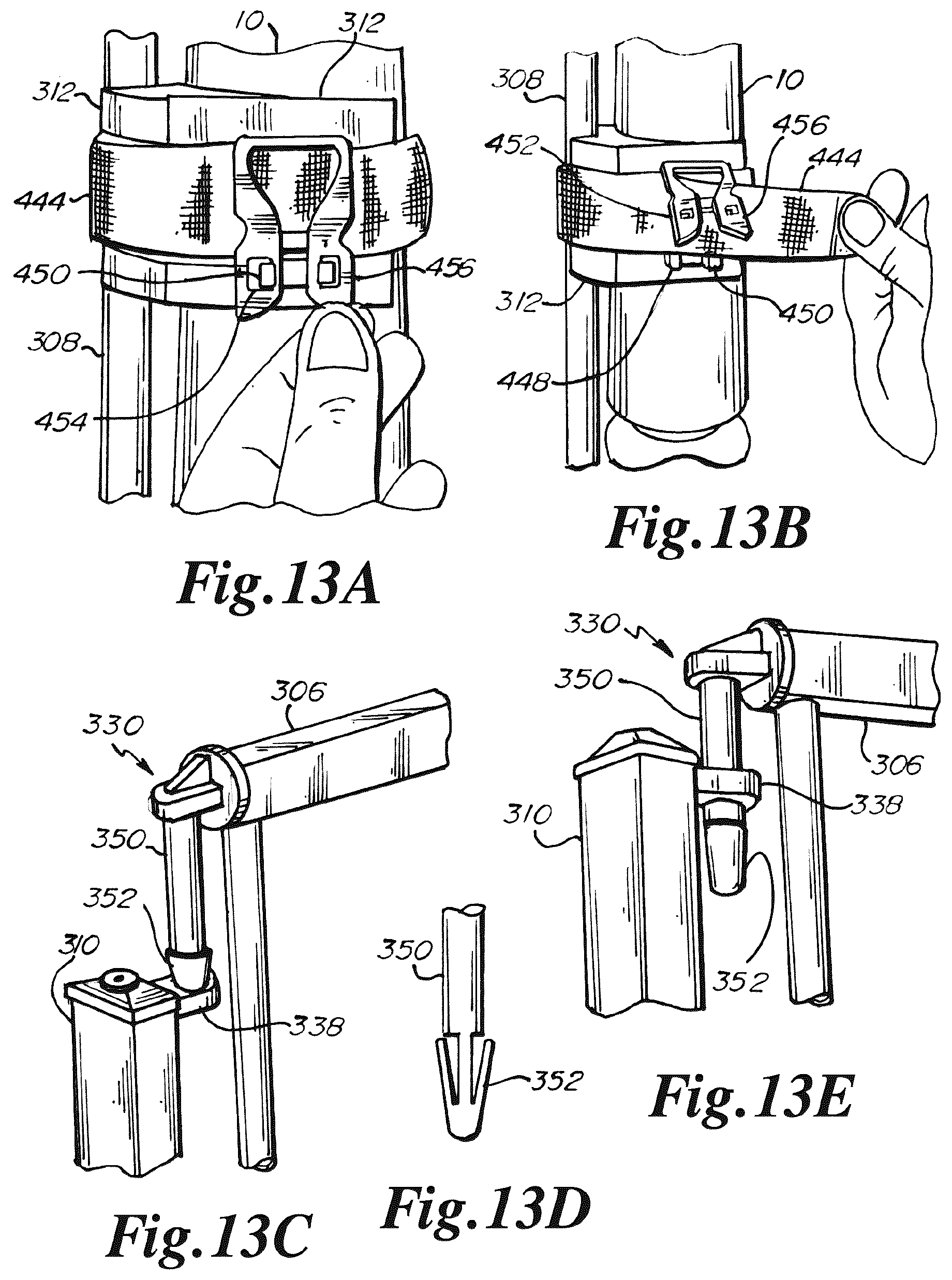 Patent US12480358 Figure 13 – Gate having four pins and stairway post adapter