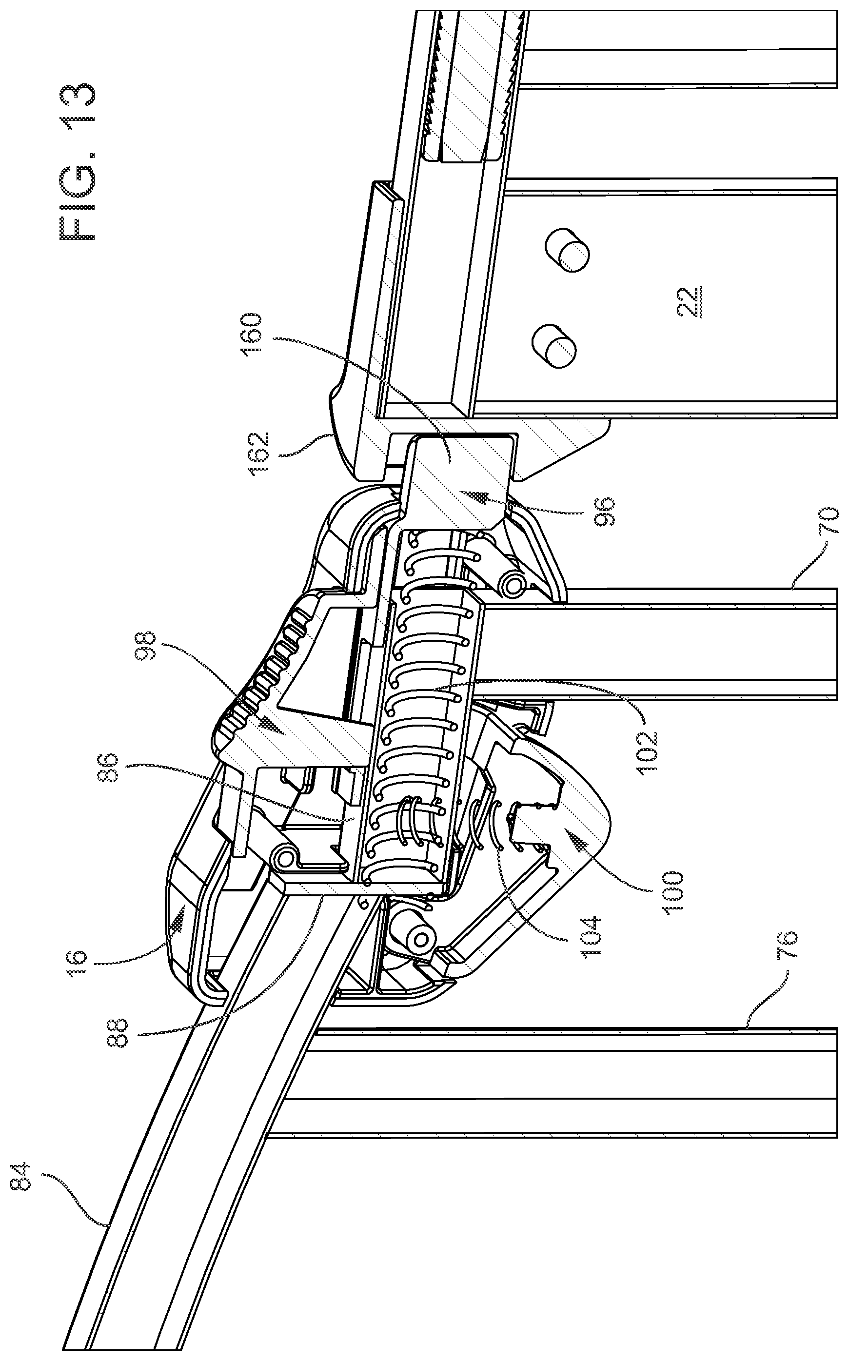 Patent US12480361 Figure 13 – Gated barrier with one hand latch apparatus