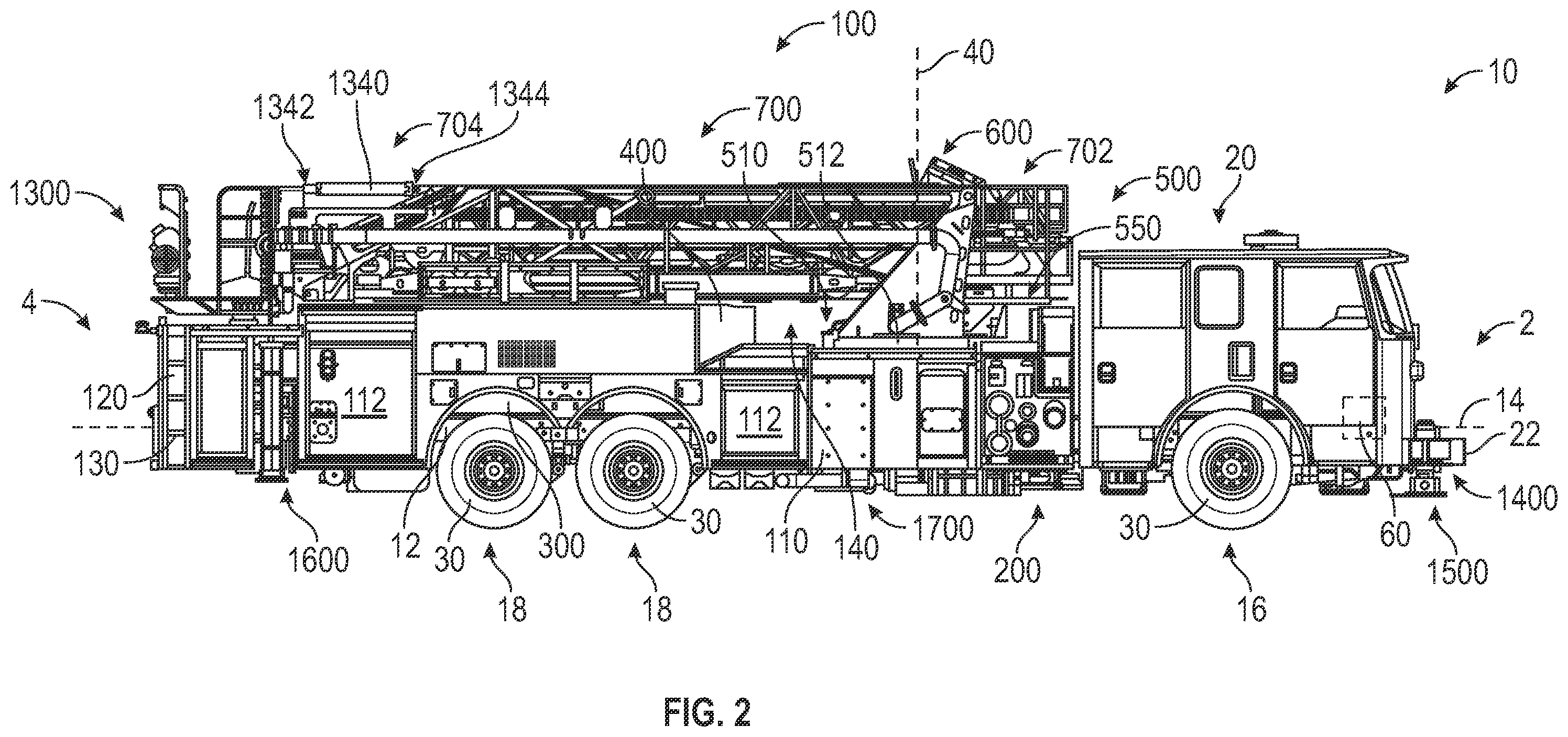 Patent US12480362 Figure 2 – Aerial ladder assembly