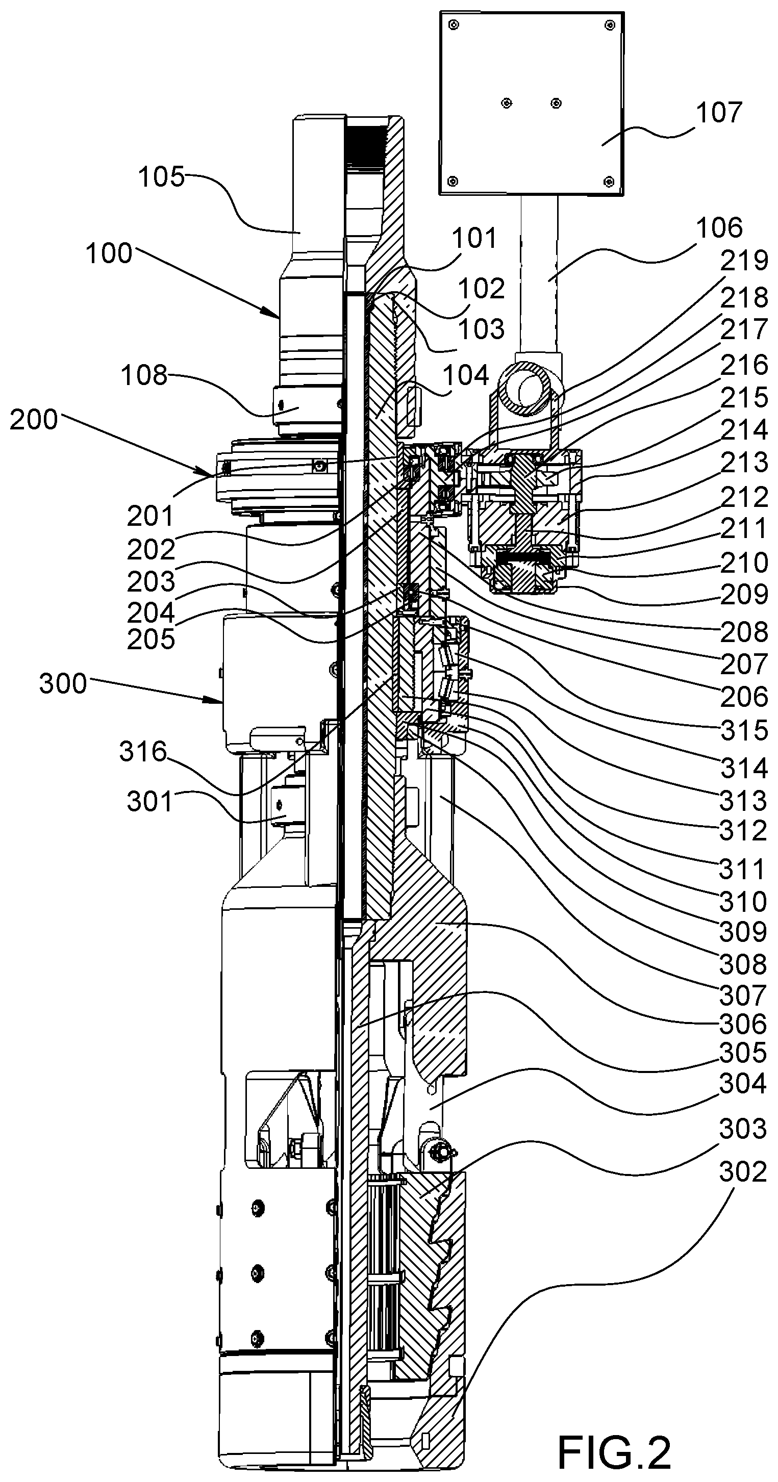 Patent US12480368 Figure 2 – Mechanically actuated tubular drilling, reaming and running tool with slip set control