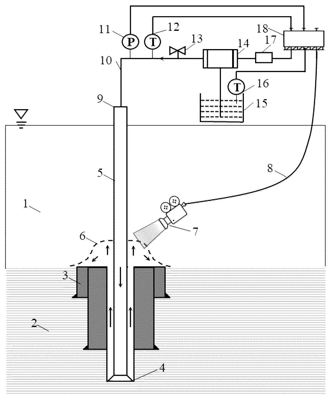 Patent US12480371 Figure 1 – Device and method for rapidly regulating downhole pressure after kick in deepwater shallow open-circuit drilling