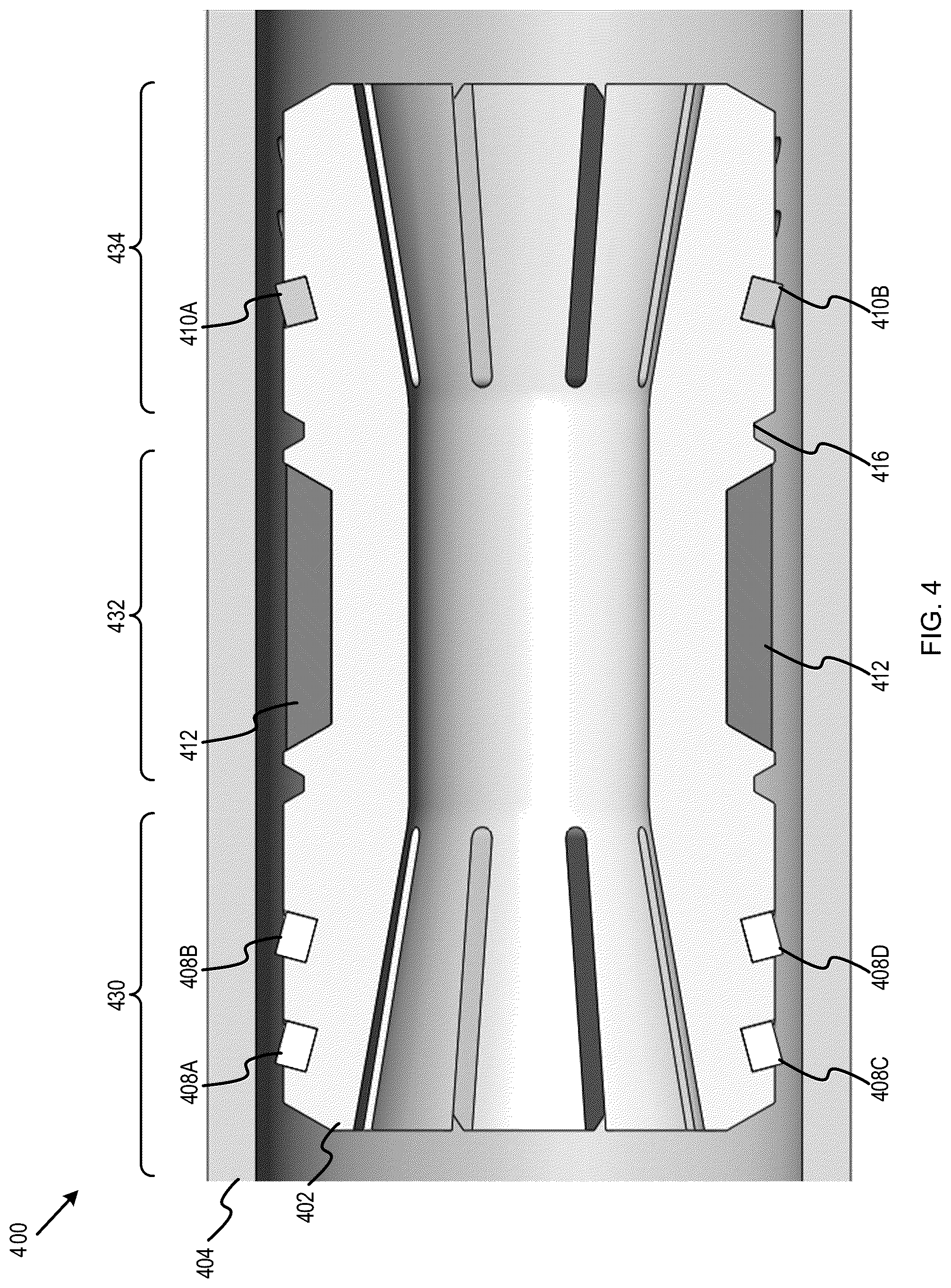 Patent US12480374 Figure 4 – Expandable tubular structure for maintaining differential pressure integrity in a wellbore