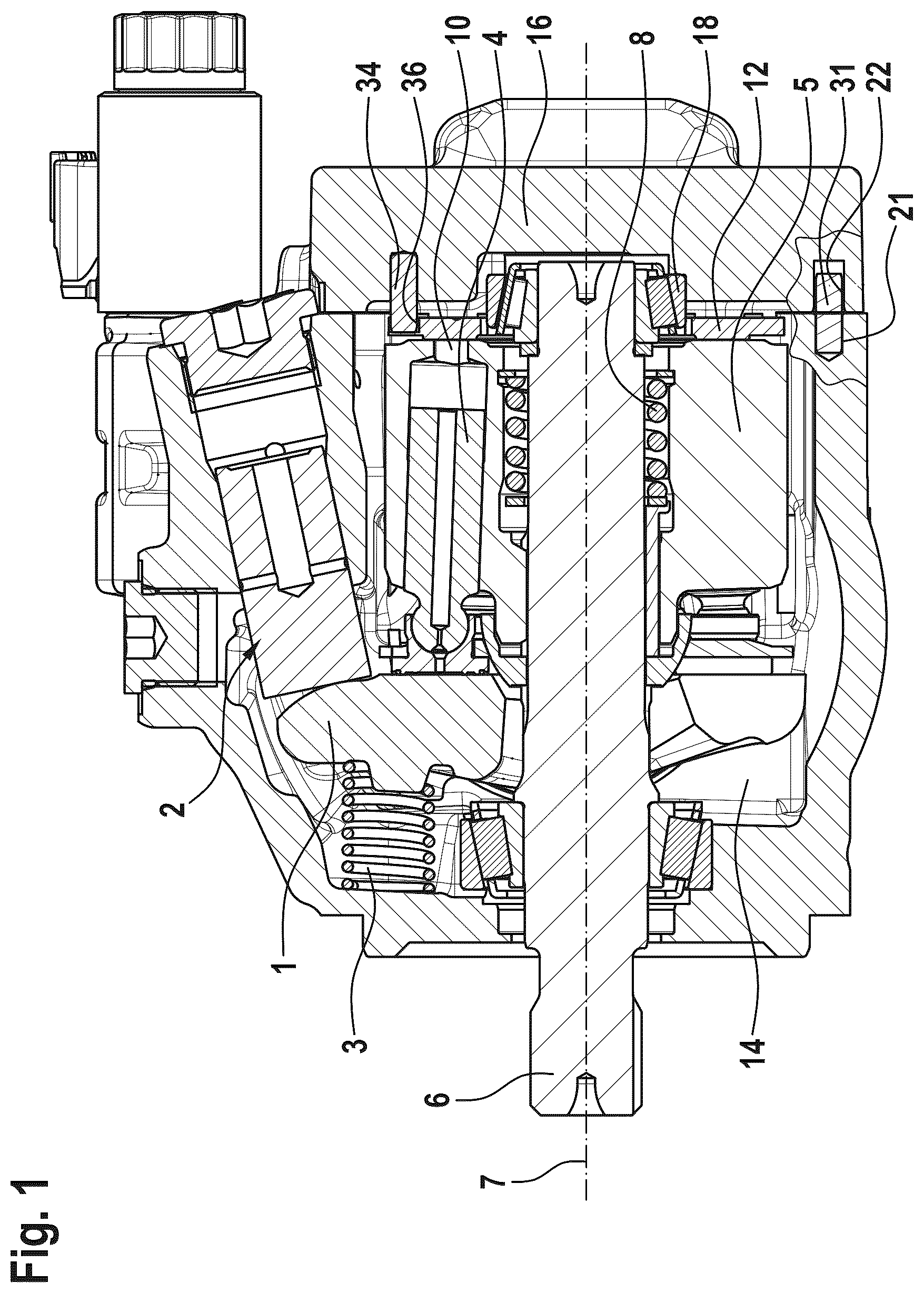 Patent US12480402 Figure 1 – Centering the housing parts of an axial piston machine