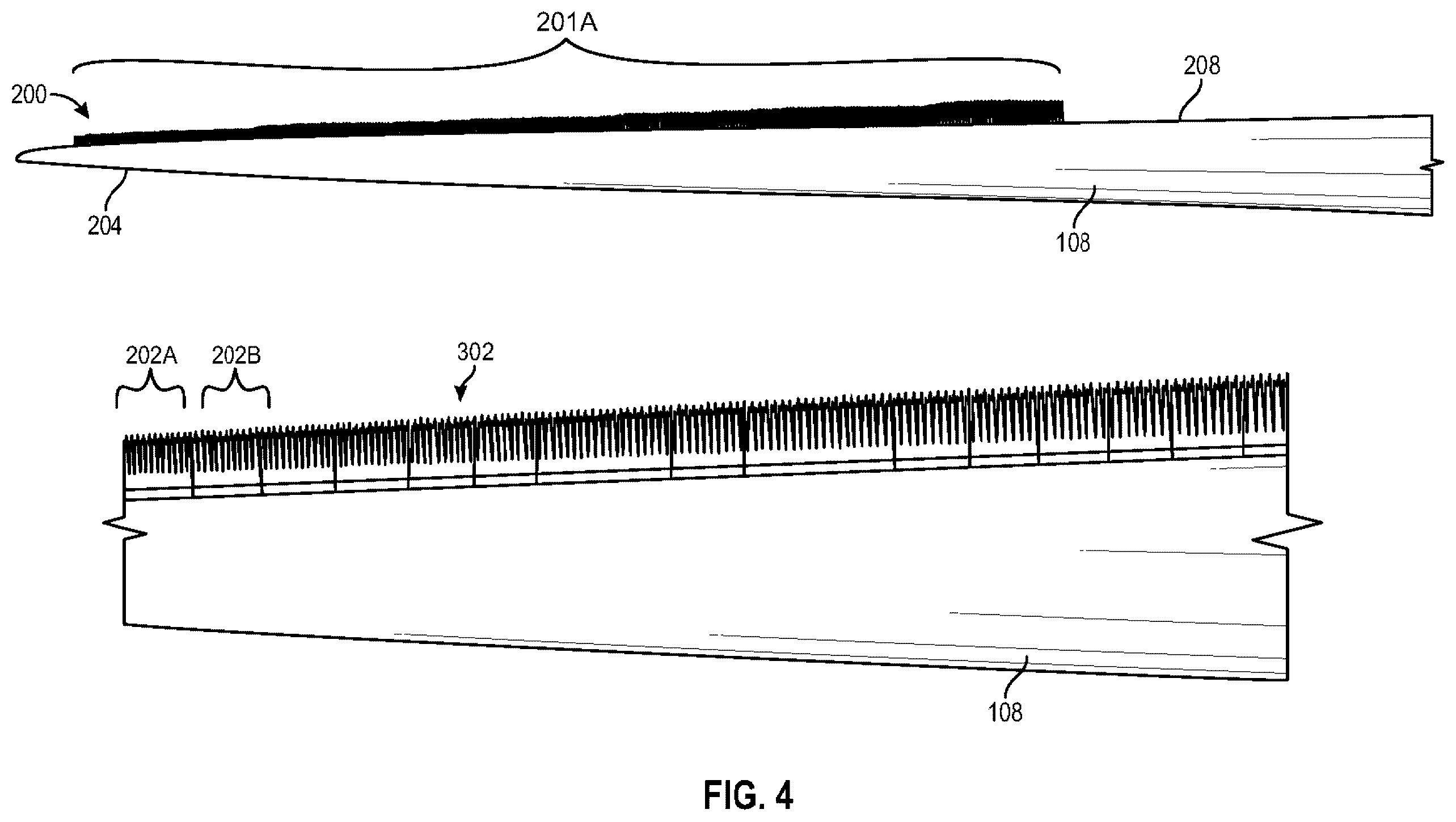 Patent US12480404 Figure 4 – Structure and method for a flexible trailing edge projection of an airfoil
