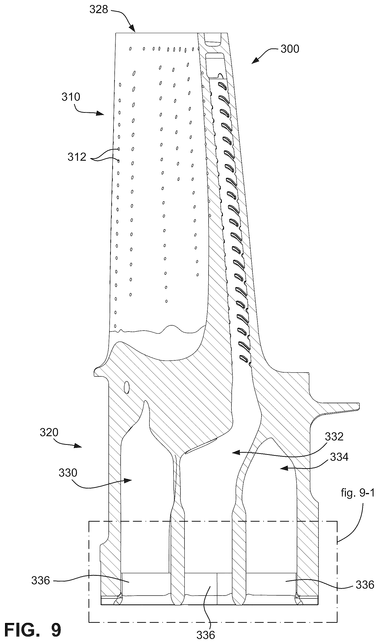 Patent US12480405 Figure 9 – Fluid flow distributor for vapor phase coating of turbine components