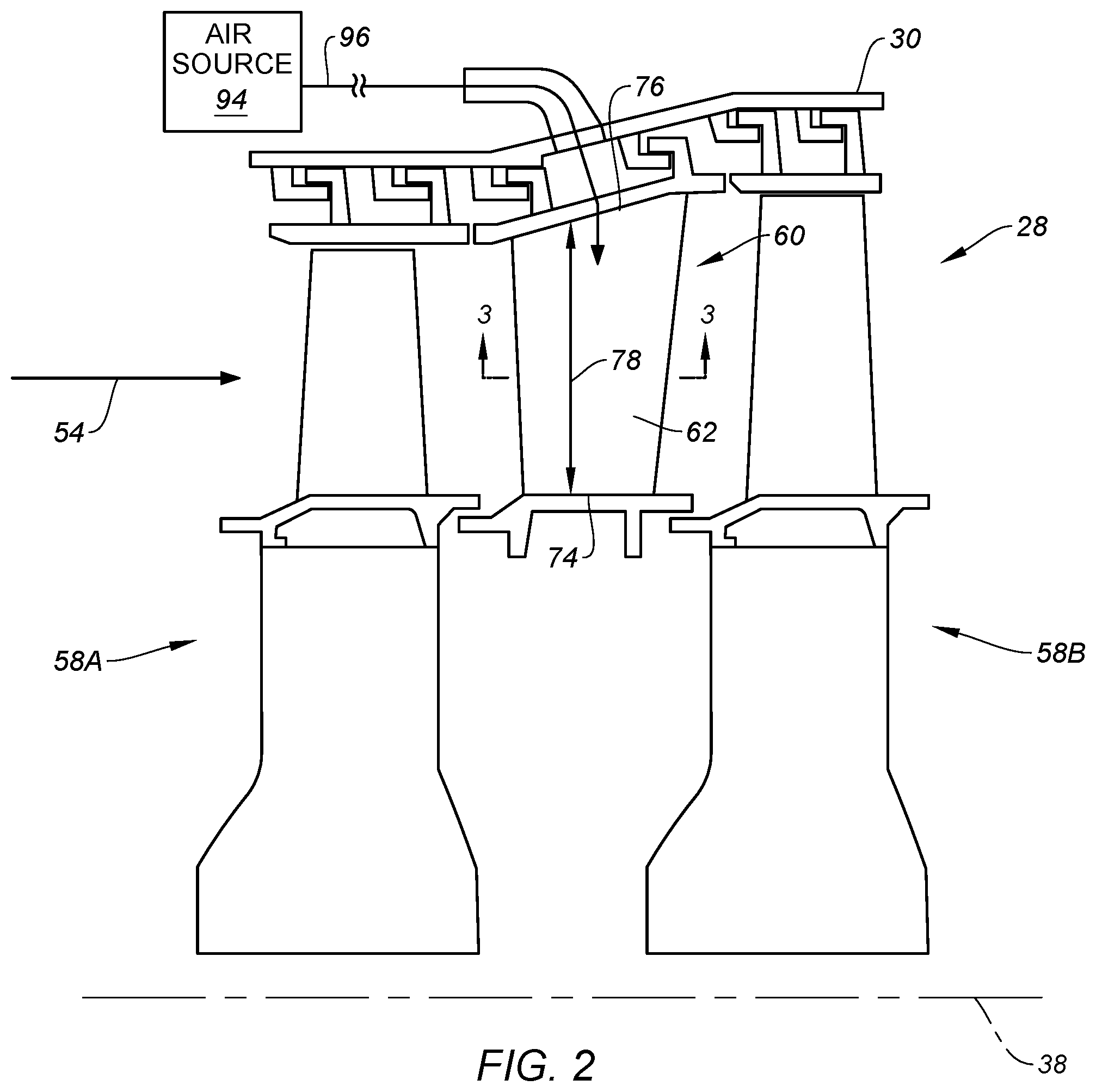 Patent US12480406 Figure 2 – Turbine vane for a gas turbine engine