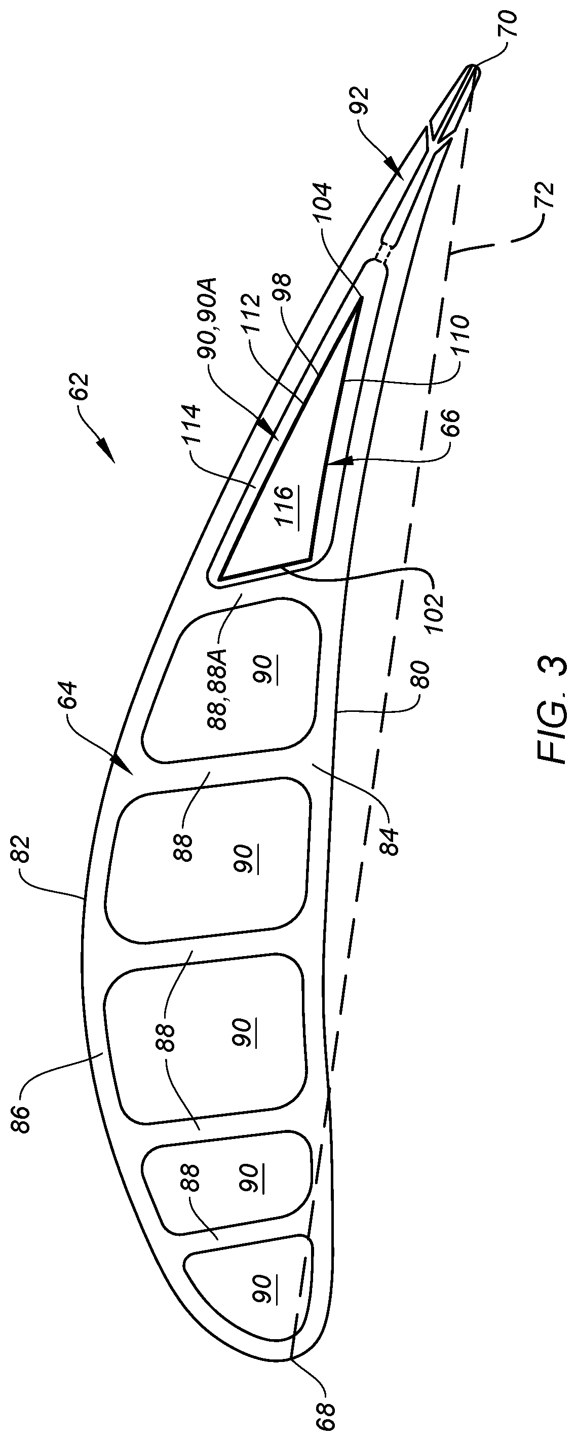 Patent US12480406 Figure 3 – Turbine vane for a gas turbine engine