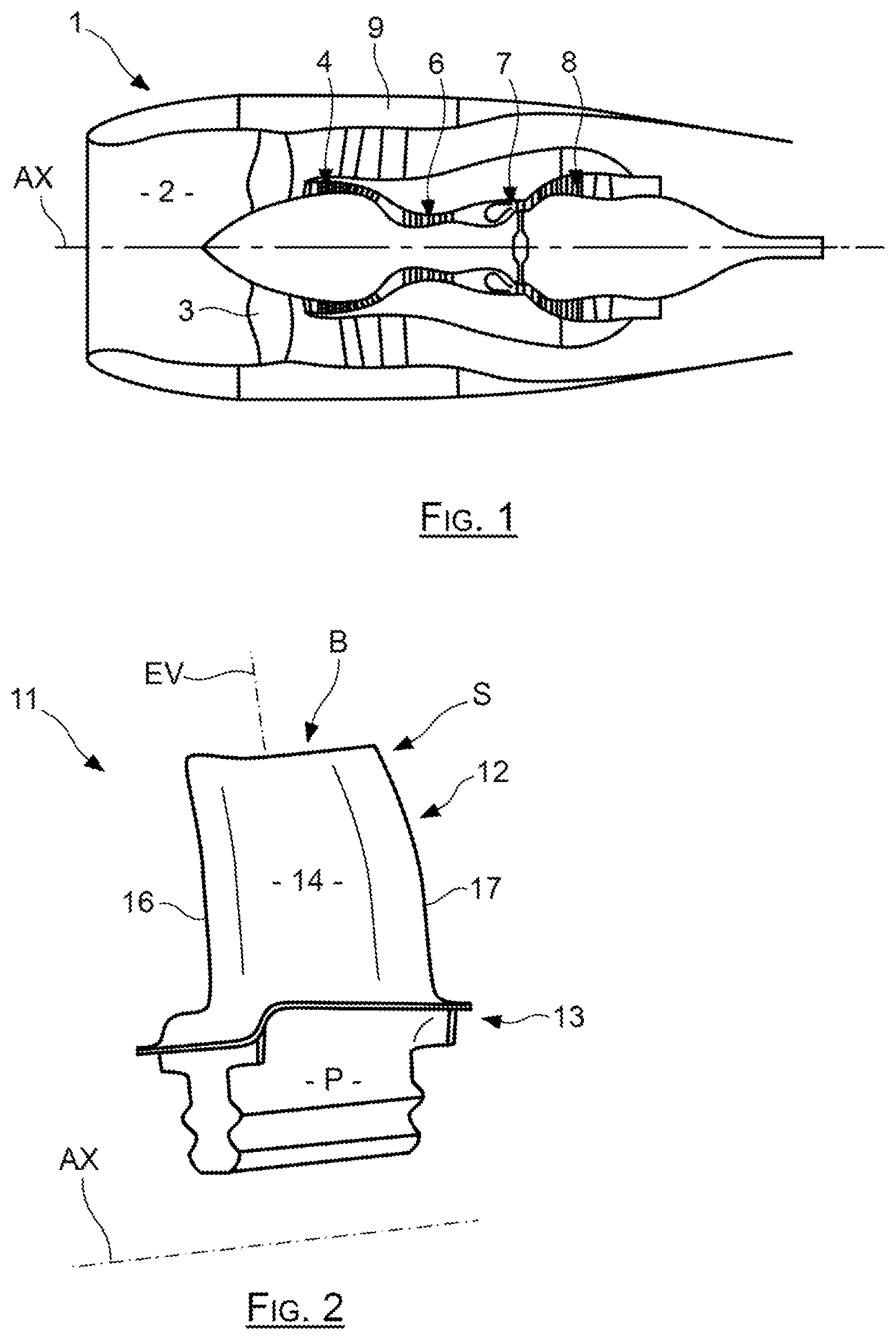Patent US12480408 Figure 1 – High-pressure turbine vane including a cavity under a squealer tip