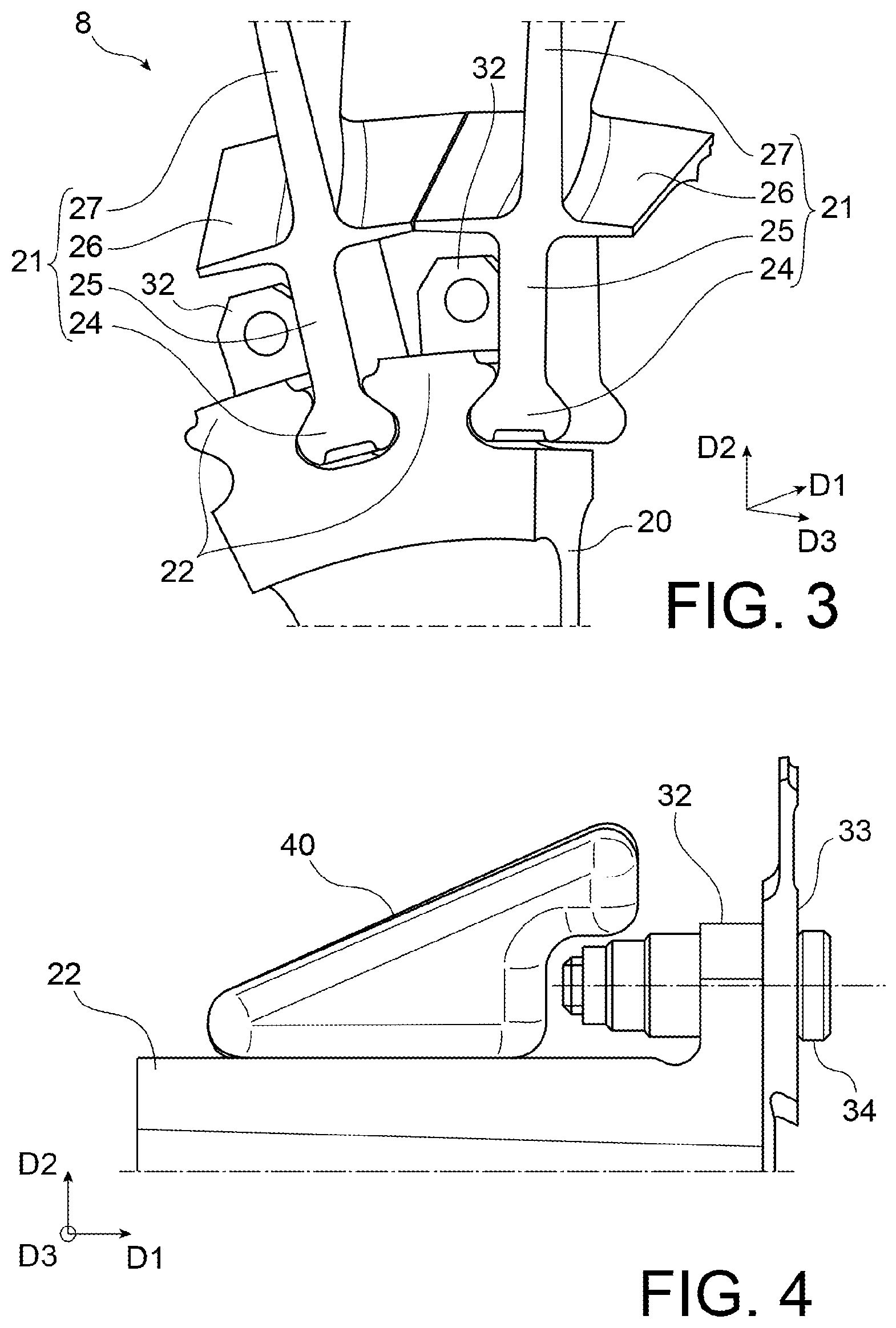 Patent US12480410 Figure 3 – Damping device for a rotor wheel of an aircraft turbine engine, rotor wheel for an aircraft turbine engine, turbine engine for an aircraft, and method for manufacturing a damping device