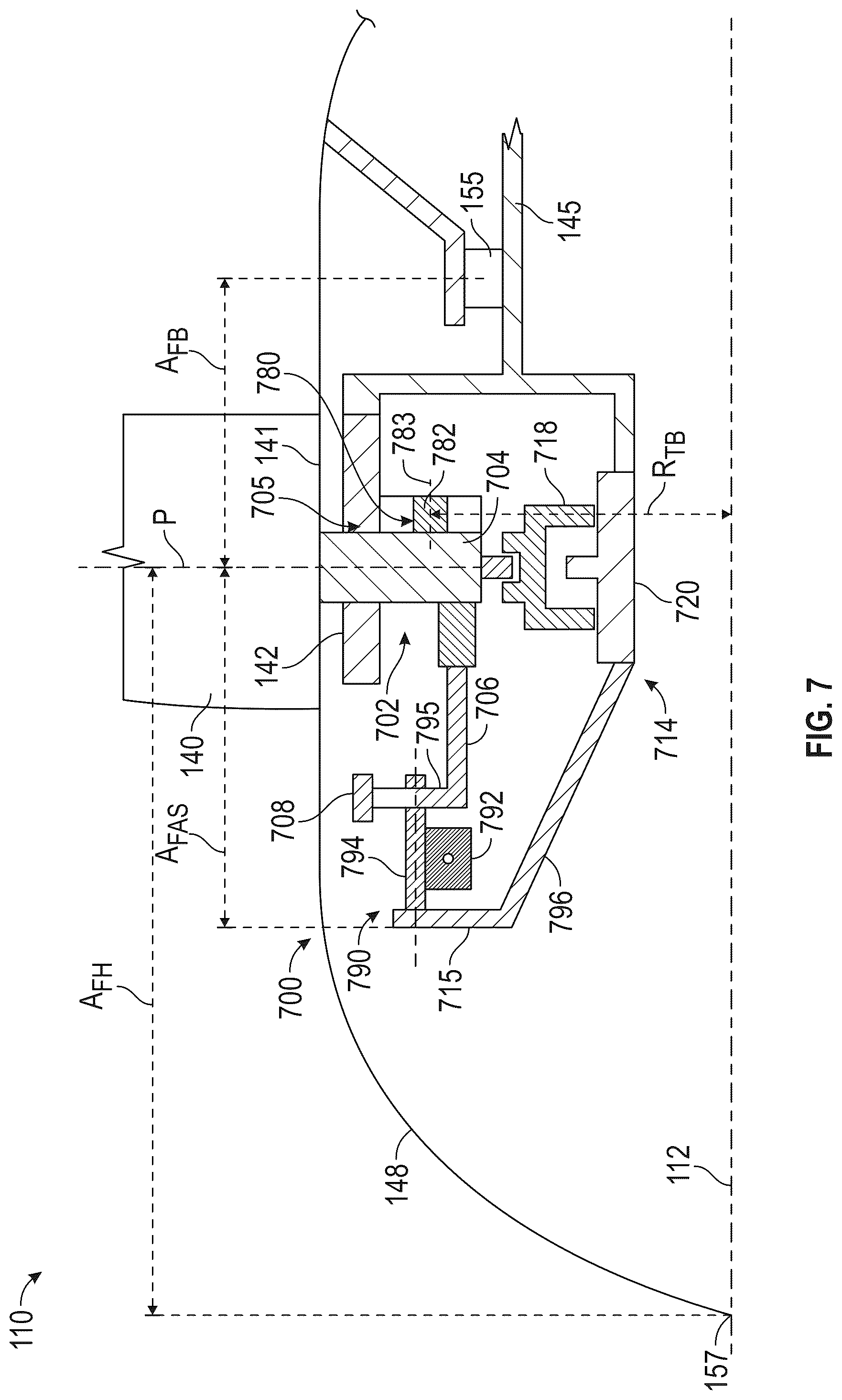 Patent US12480415 Figure 7 – Turbofan engine including a fan actuation system