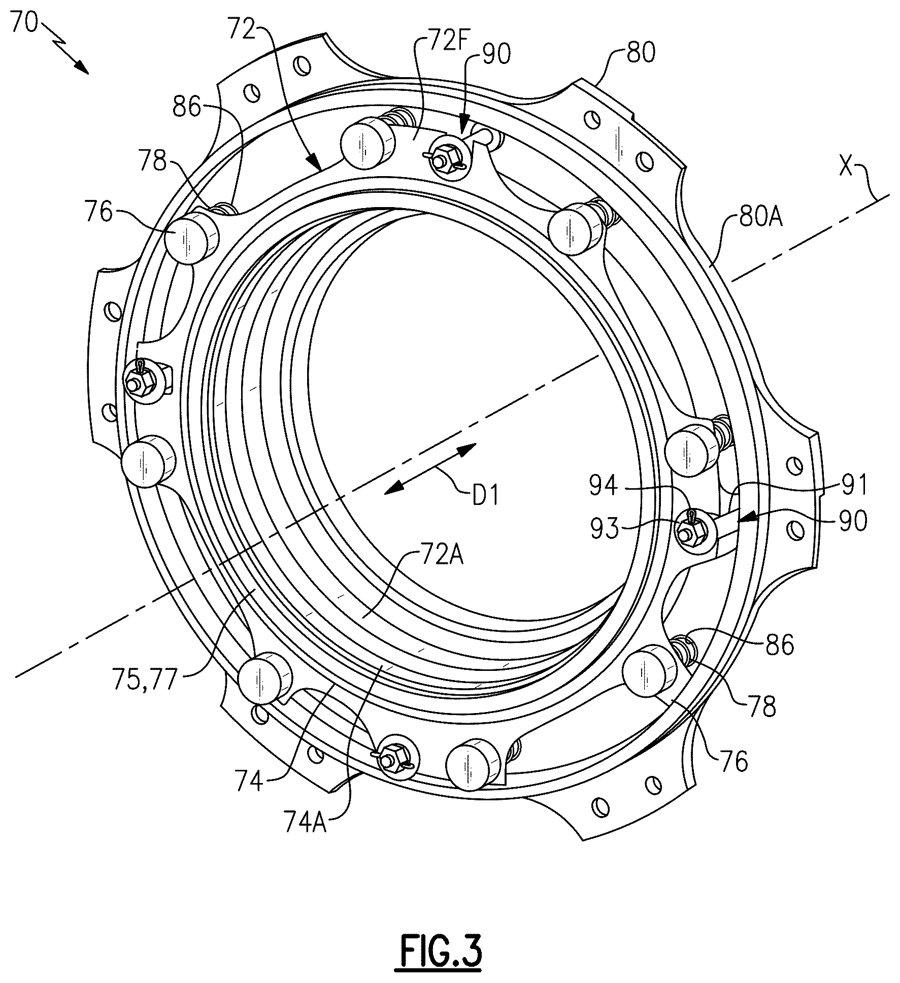 Patent US12480418 Figure 3 – Seal assembly for gas turbine engines