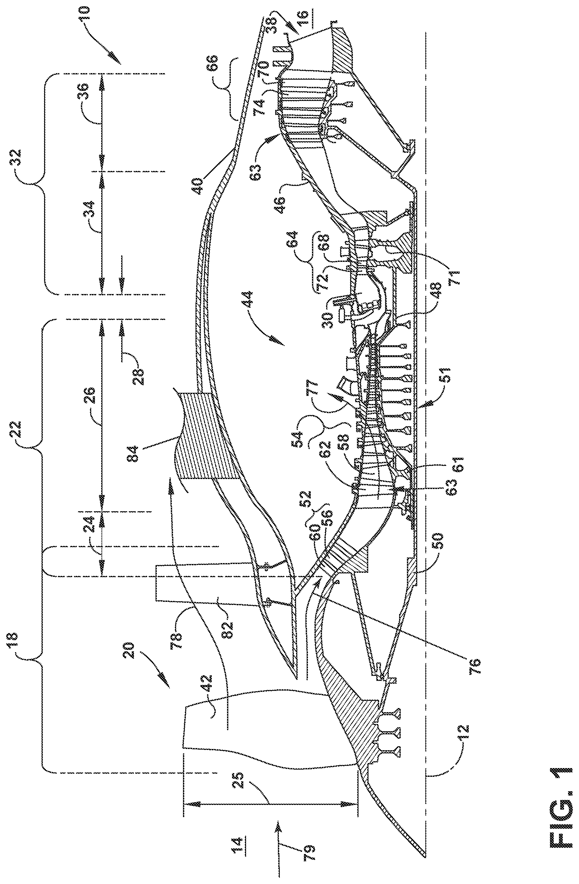 Patent US12480421 Figure 1 – Turbine engine having a variable pitch airfoil assembly