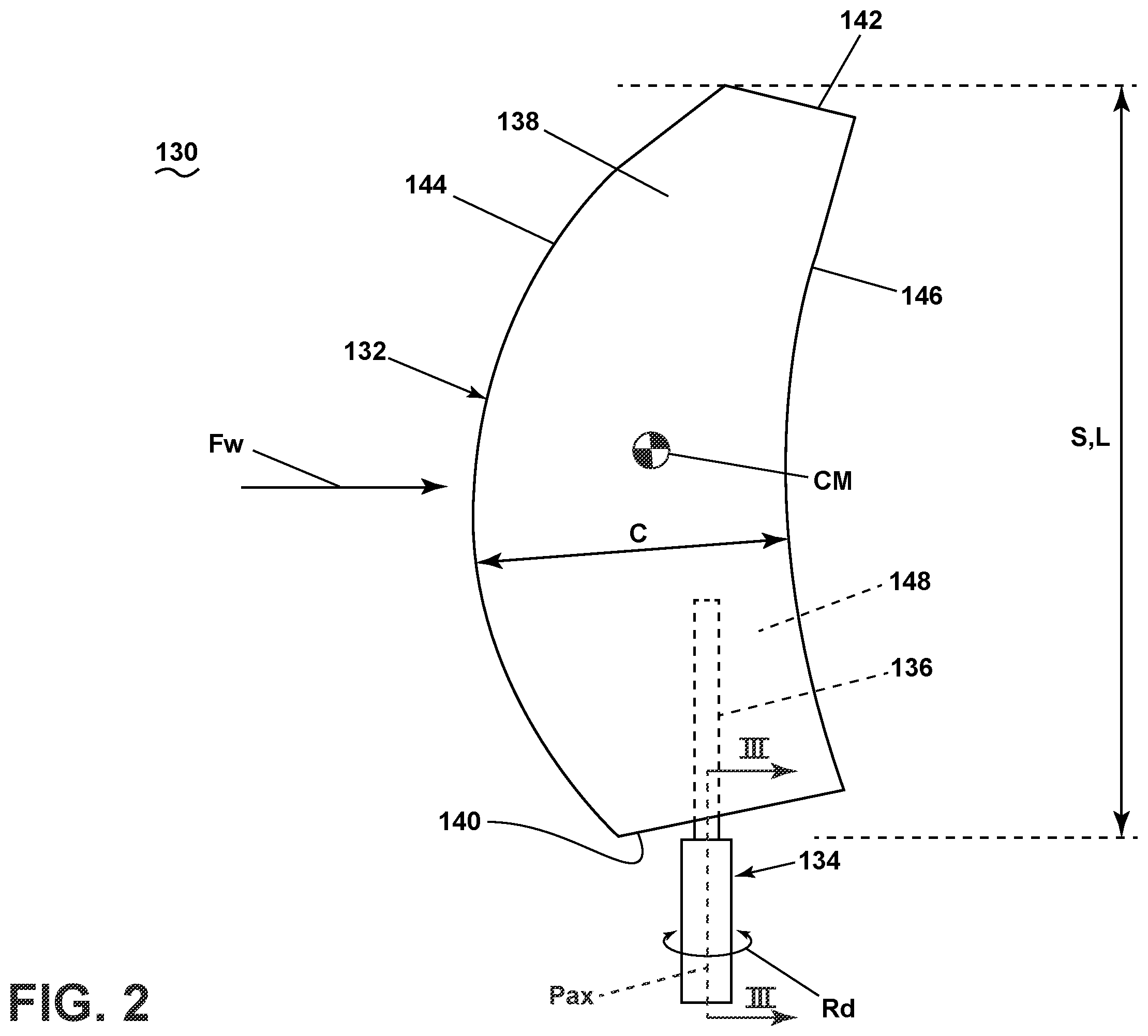 Patent US12480421 Figure 2 – Turbine engine having a variable pitch airfoil assembly