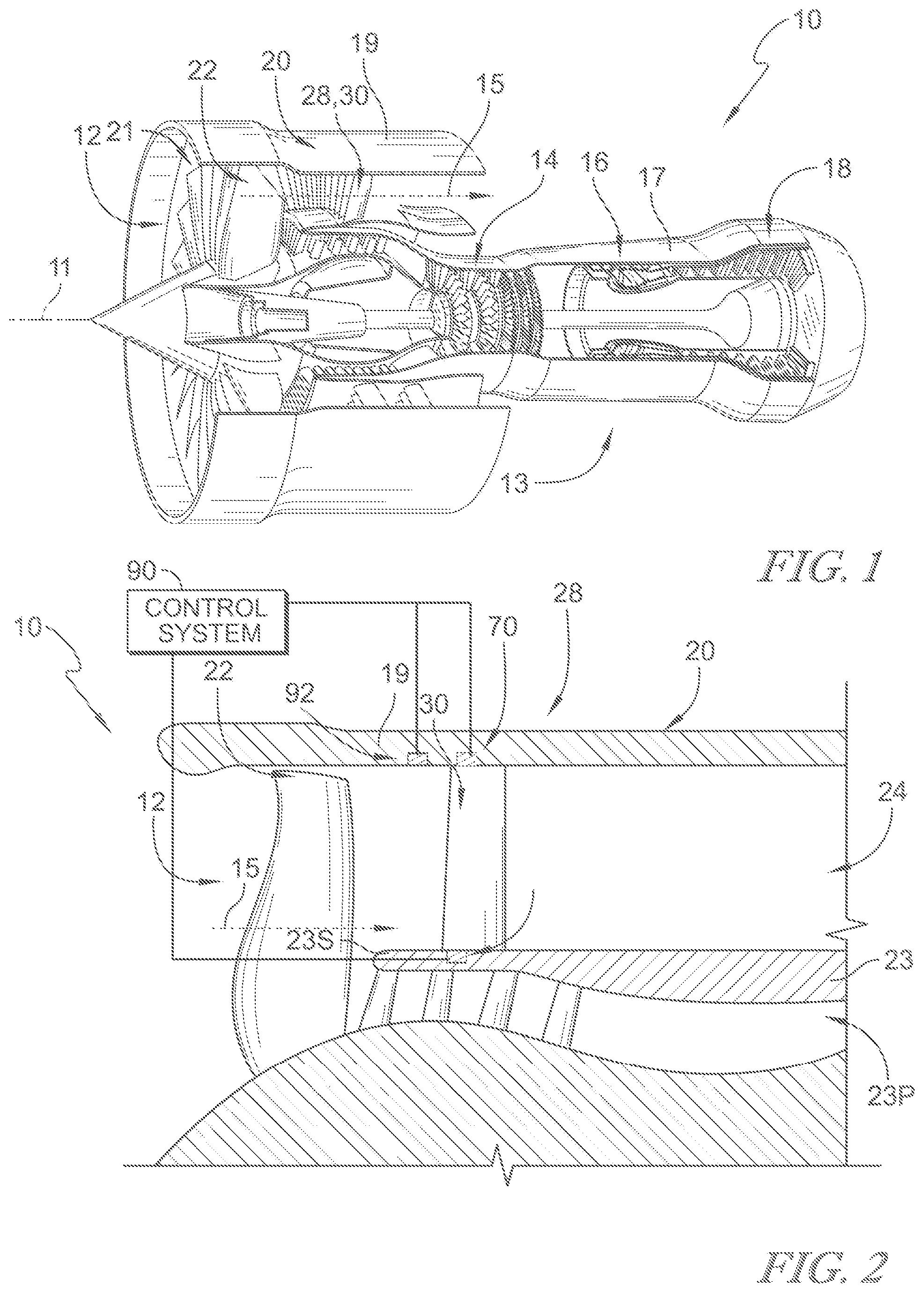 Patent US12480422 Figure 1 – Segmented variable fan outlet guide vane with pass through actuation mechanisms