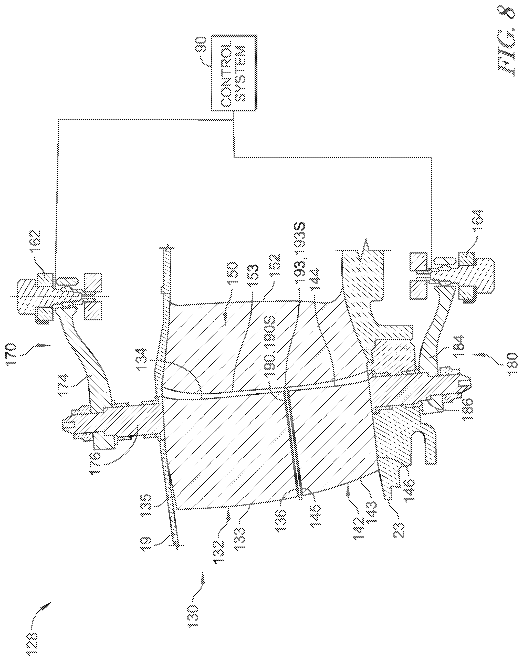 Patent US12480422 Figure 10 – Segmented variable fan outlet guide vane with pass through actuation mechanisms