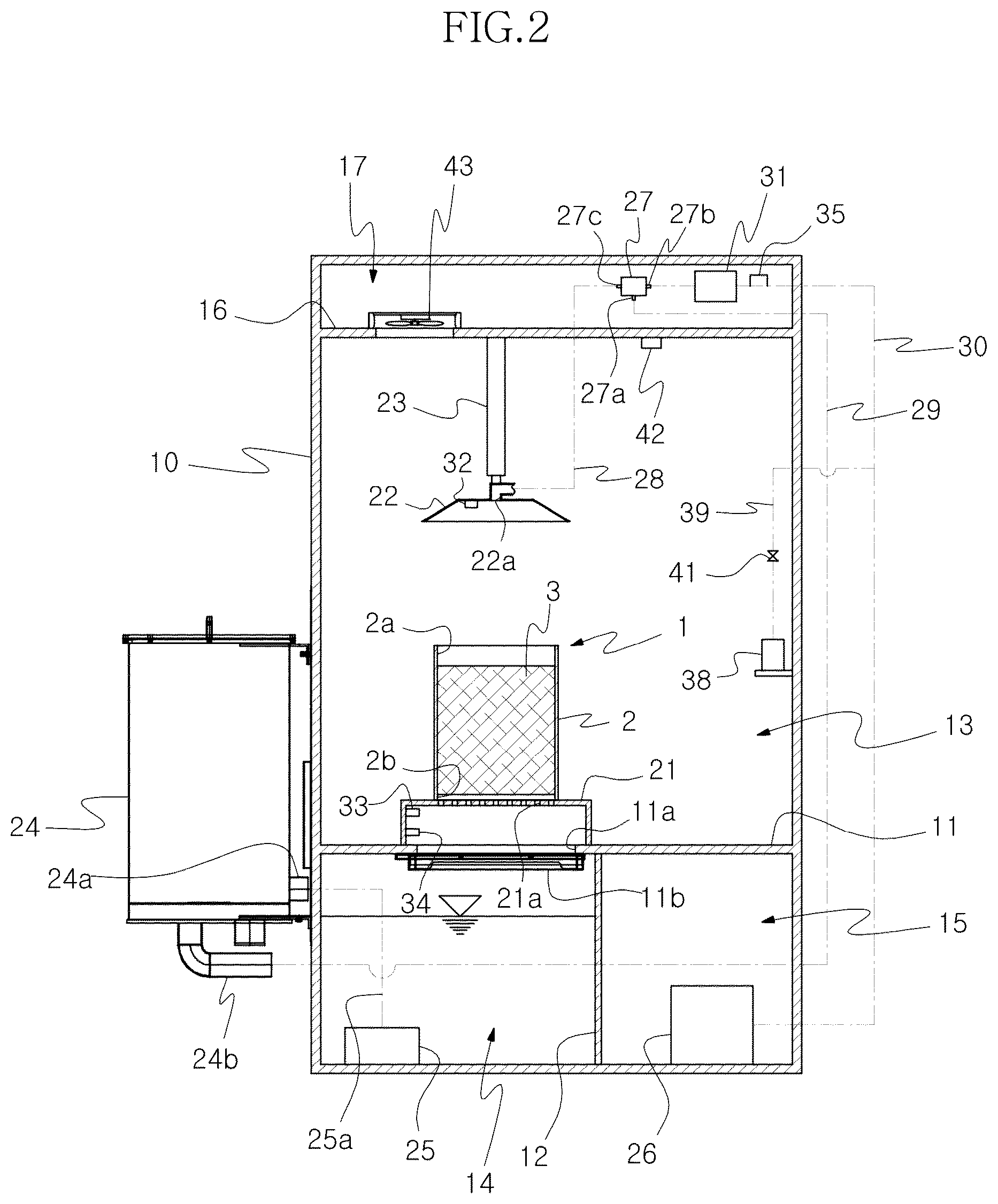 Patent US12480430 Figure 2 – Hydraulic cleaning apparatus for particulate matter reduction device with rapid drying and differential pressure measurement capability