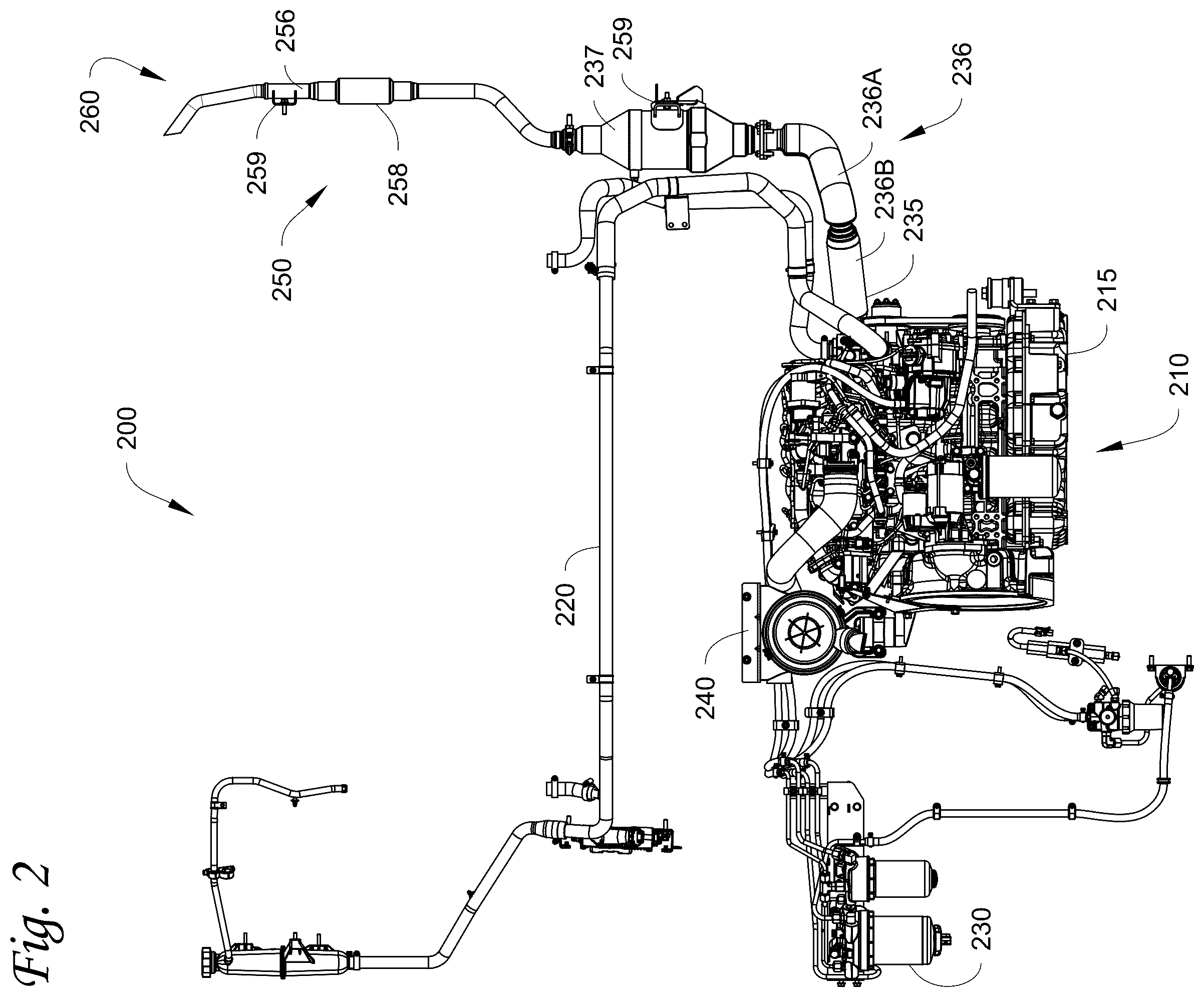 Patent US12480432 Figure 4 – Remote diesel oxidation catalyst for a prime mover of a transport power system