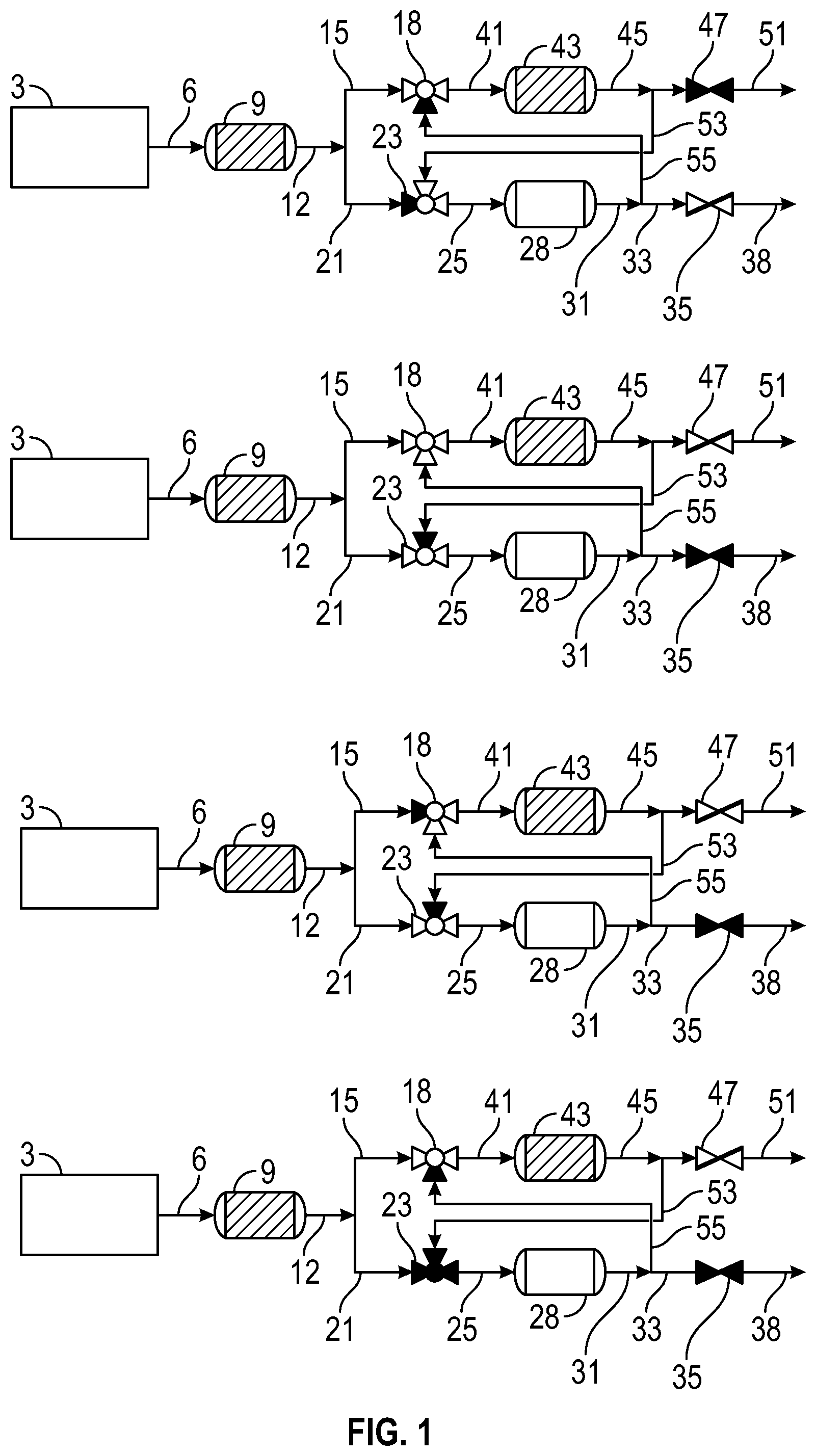 Patent US12480433 Figure 1 – Active hydrocarbon trap for reduction of emissions from internal combustion engines using a four valve configuration