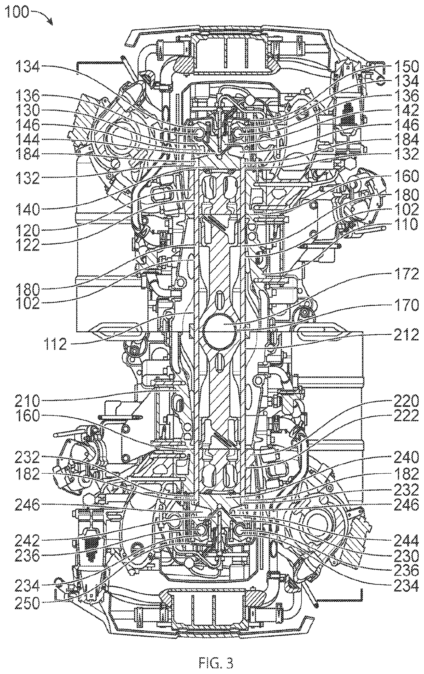 Patent US12480438 Figure 3 – Internal combustion engine including through-bolt aperture and single through-bolt