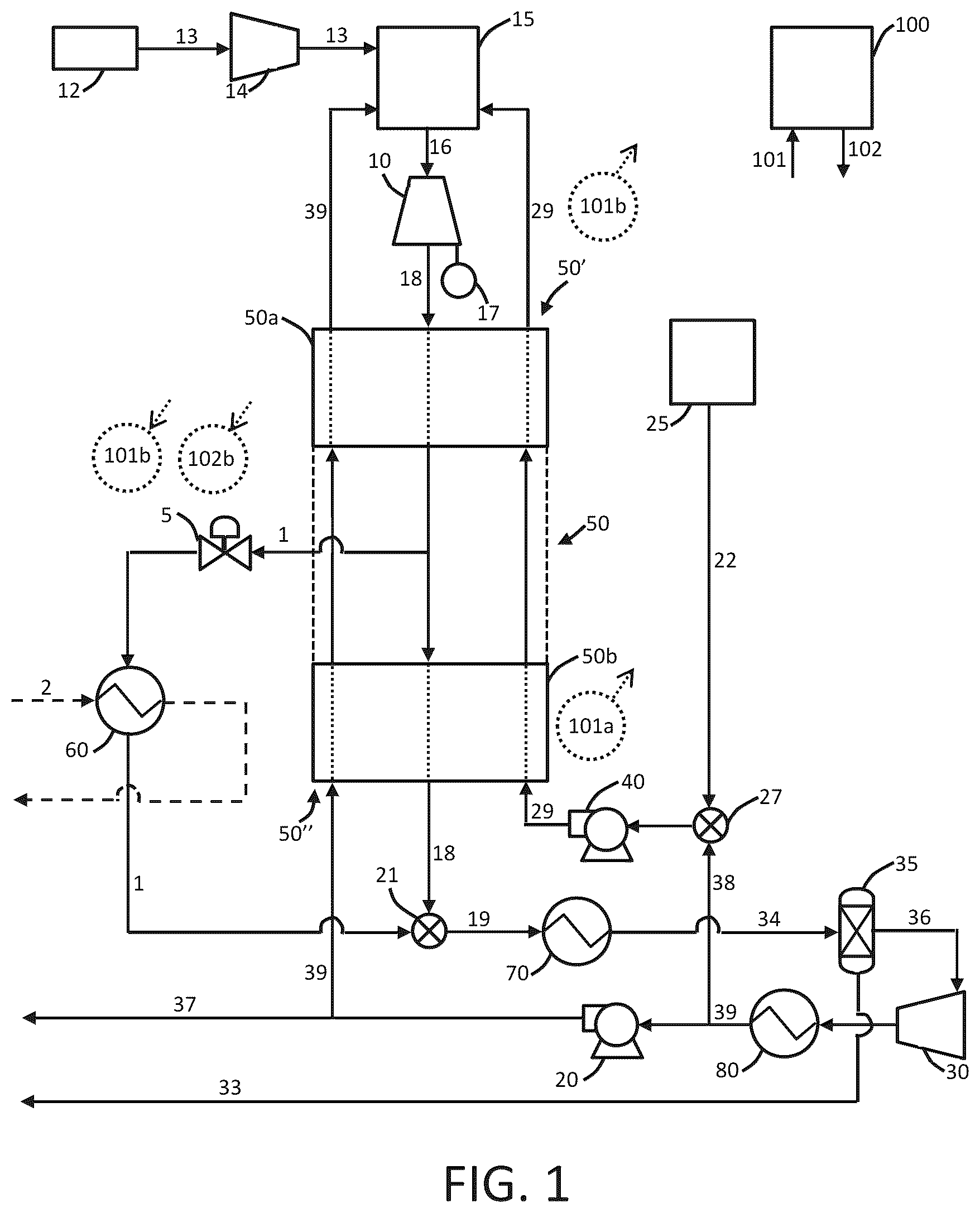 Patent US12480443 Figure 1 – Control schemes for thermal management of power production systems and methods