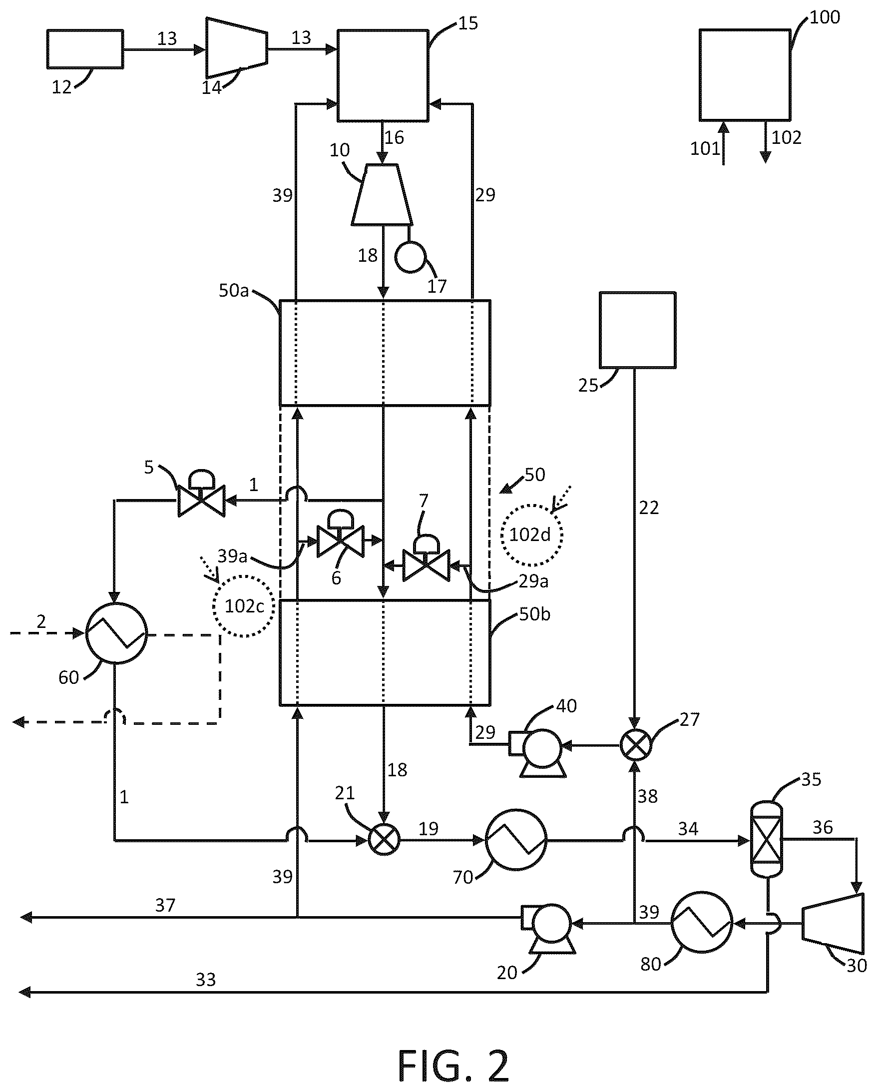 Patent US12480443 Figure 2 – Control schemes for thermal management of power production systems and methods