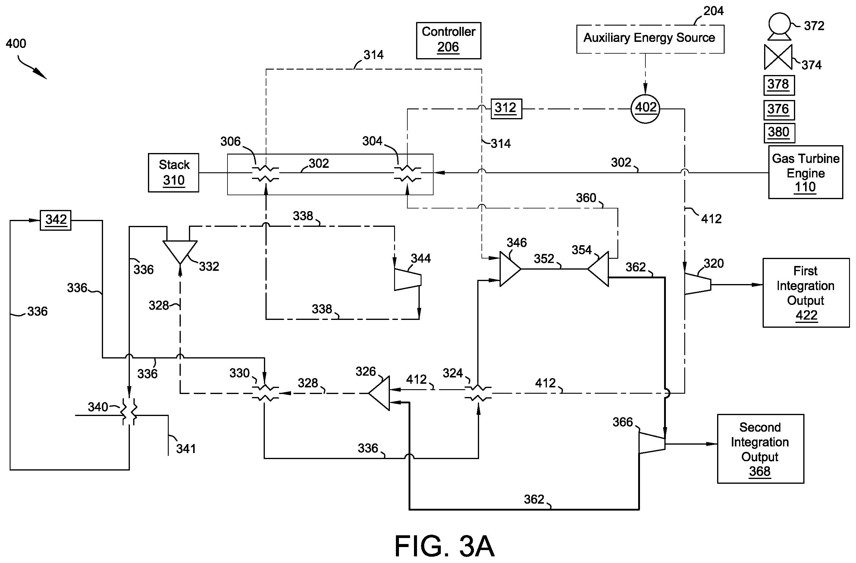 Patent US12480444 Figure 3 – Systems and methods for integrating auxiliary energy and waste heat recovery from gas turbine engines