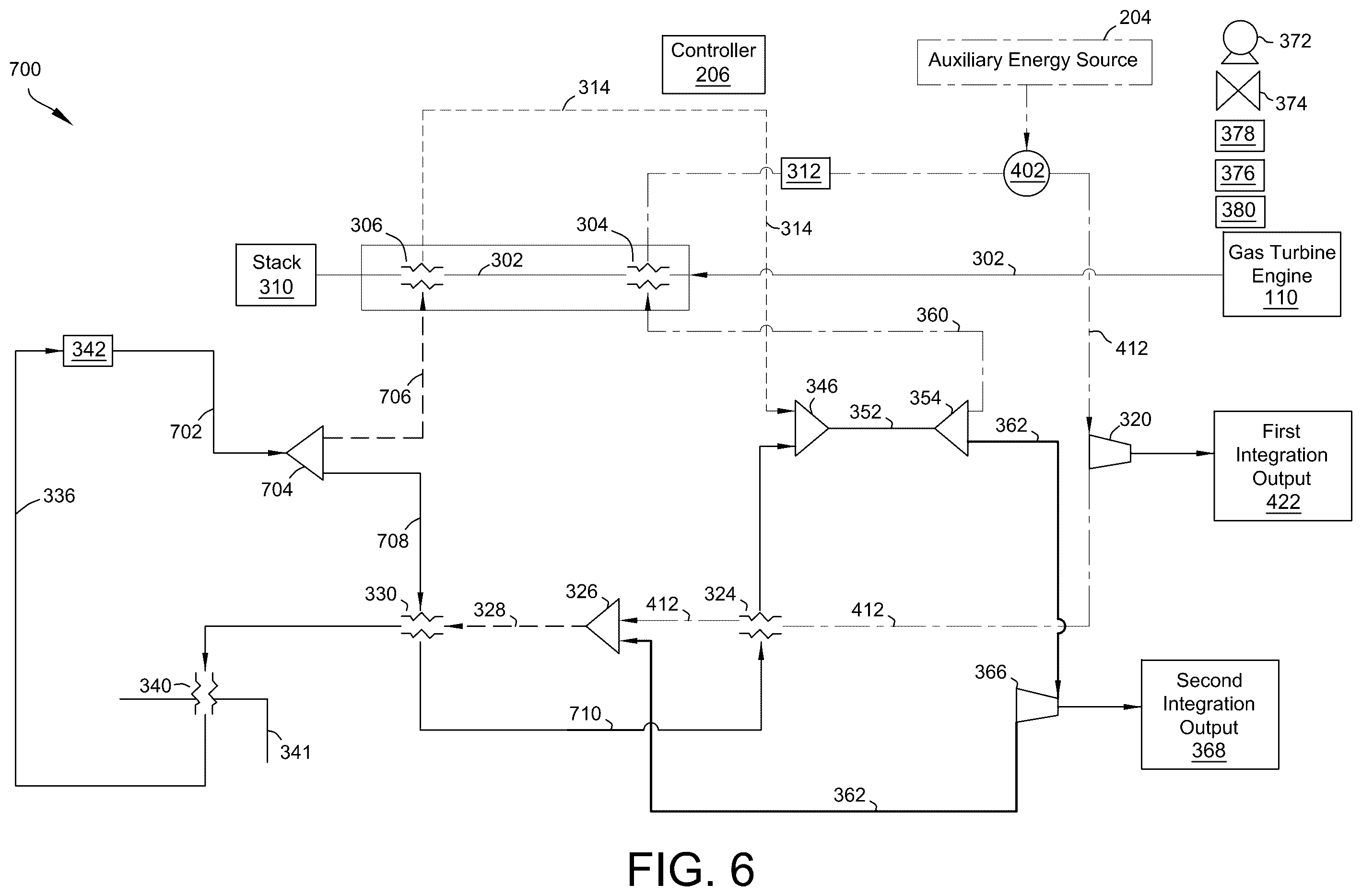 Patent US12480444 Figure 8 – Systems and methods for integrating auxiliary energy and waste heat recovery from gas turbine engines