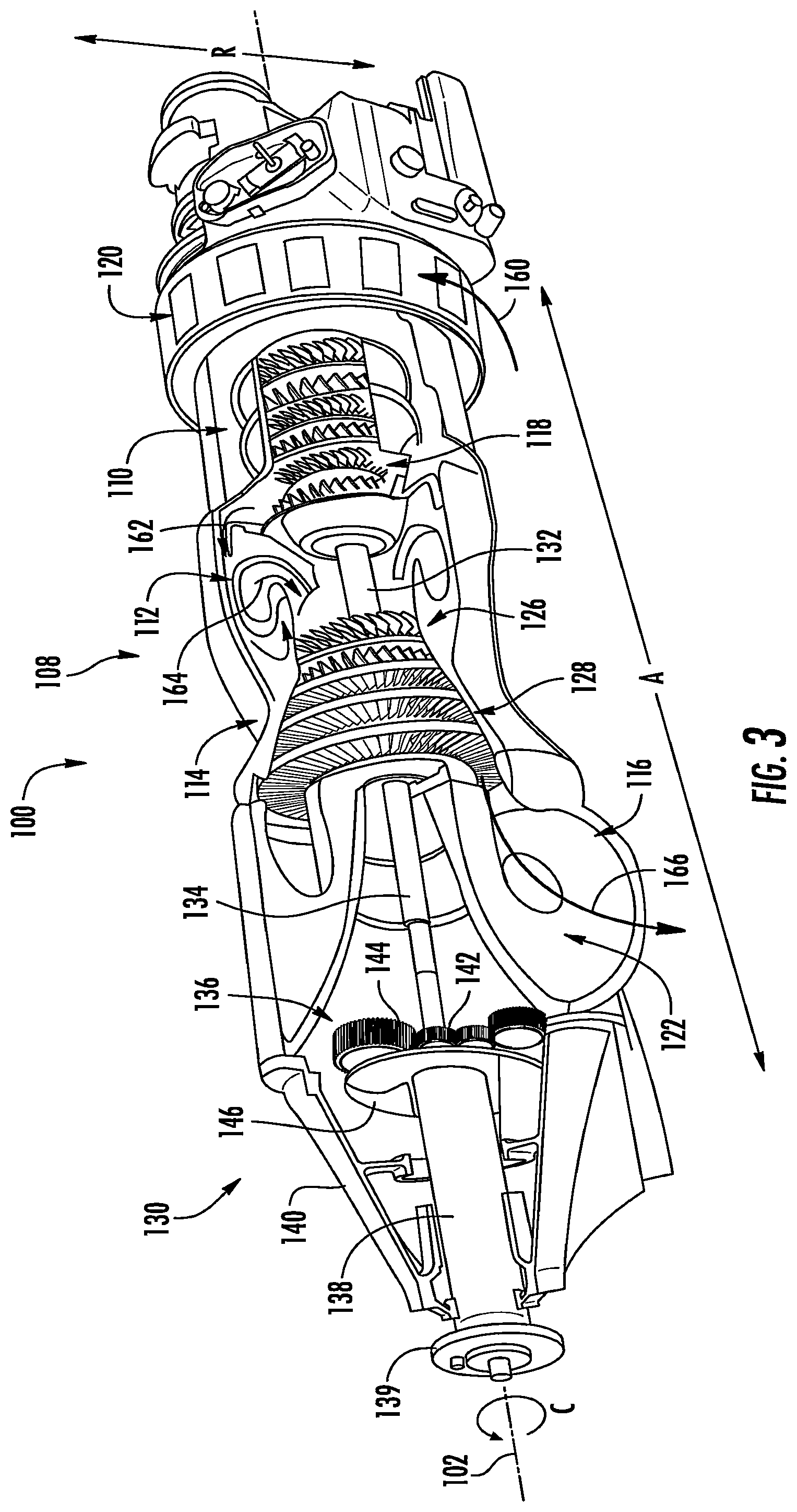 Patent US12480449 Figure 3 – Propulsion system including an electric machine for starting a gas turbine engine