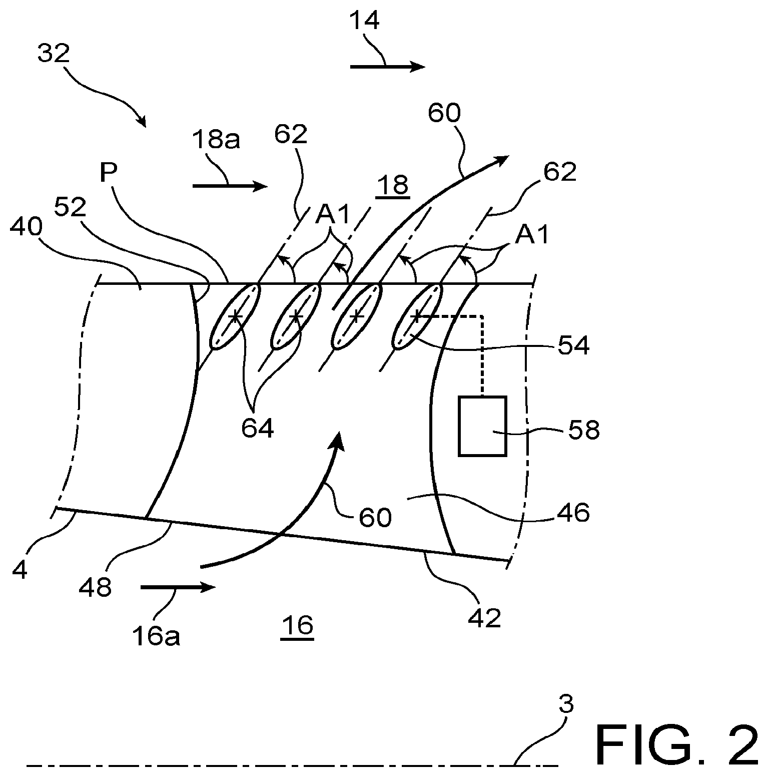 Patent US12480452 Figure 2 – Aircraft dual-flow turbine engine assembly, the assembly being equipped with incidence-controlled air discharge fins