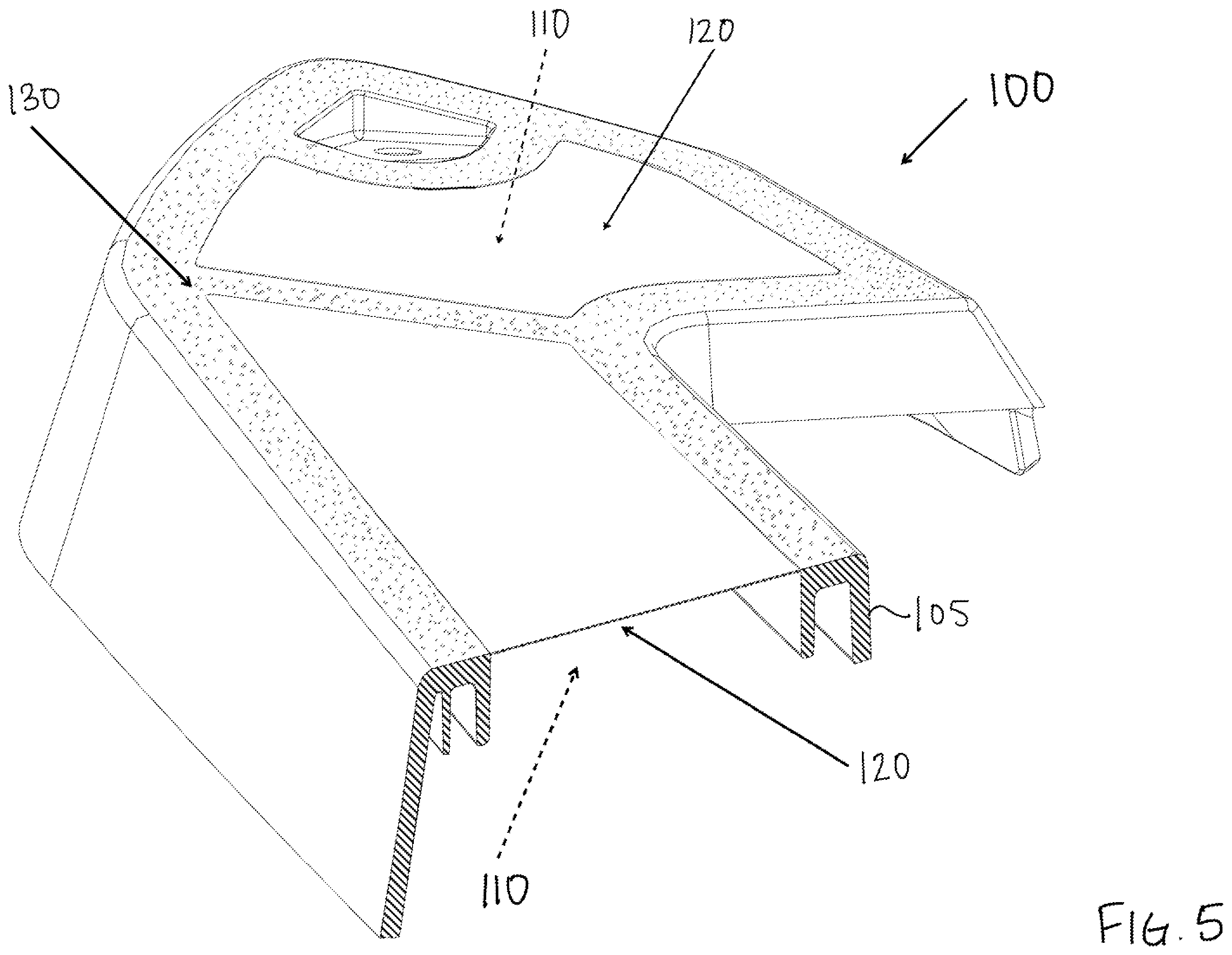 Patent US12480464 Figure 5 – Vehicle component and method for molding a plastic item