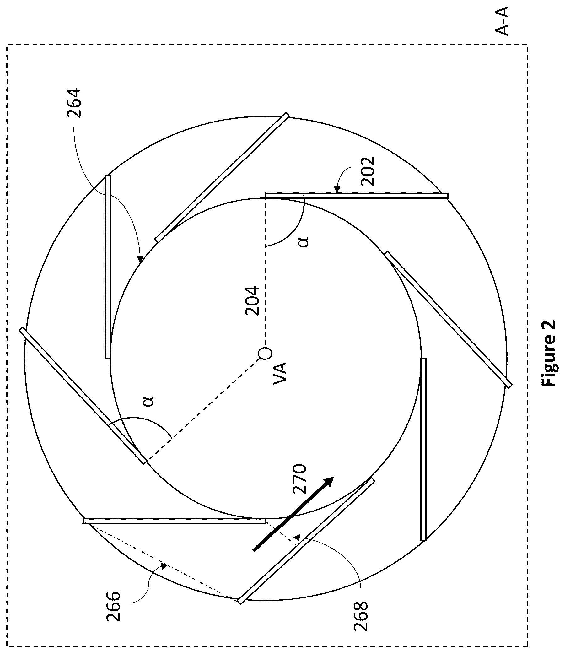 Patent US12480468 Figure 2 – Wind turbine with rotational axis perpendicular to the wind flow
