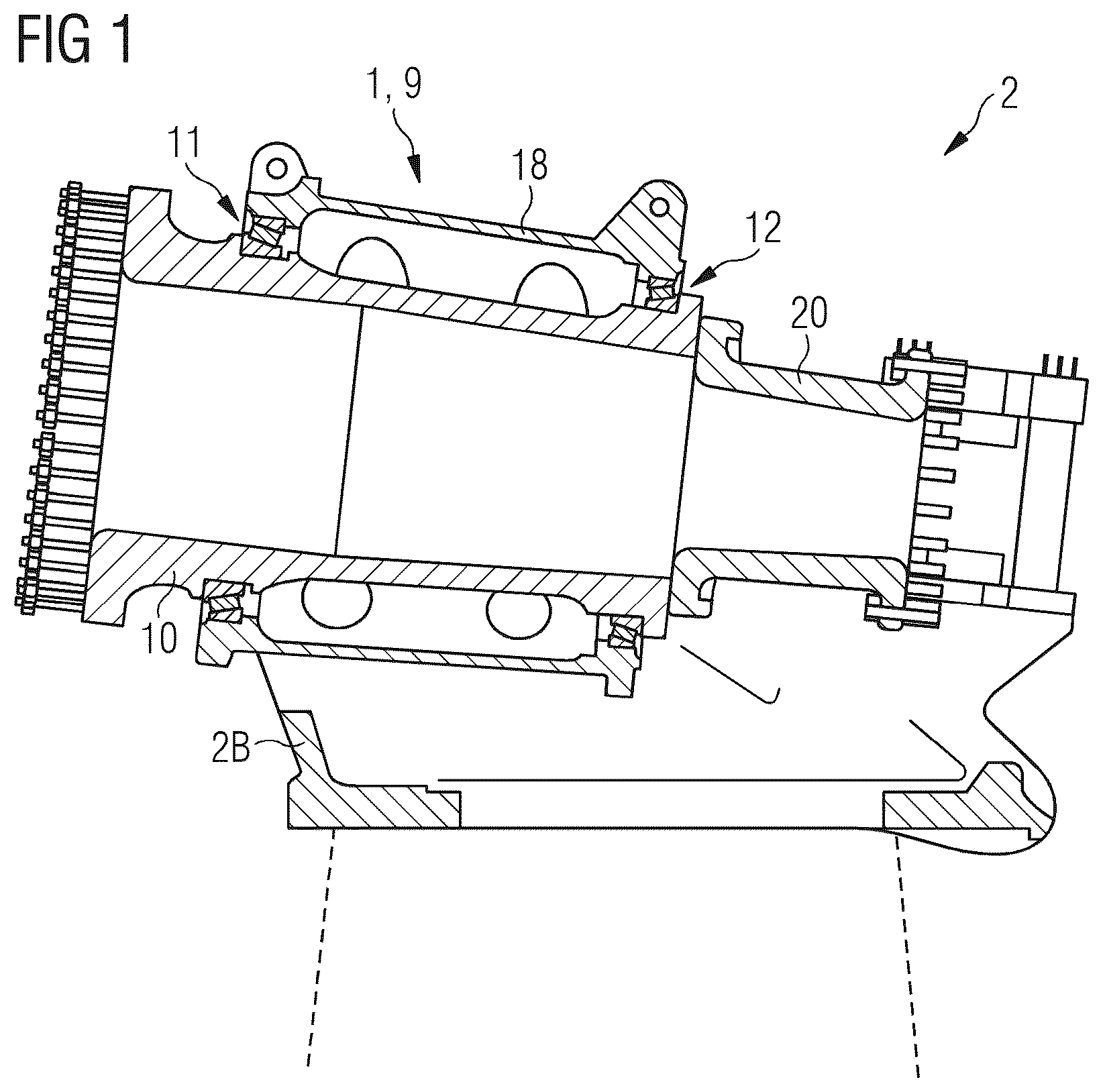 Patent US12480477 Figure 1 – Main bearing unit
