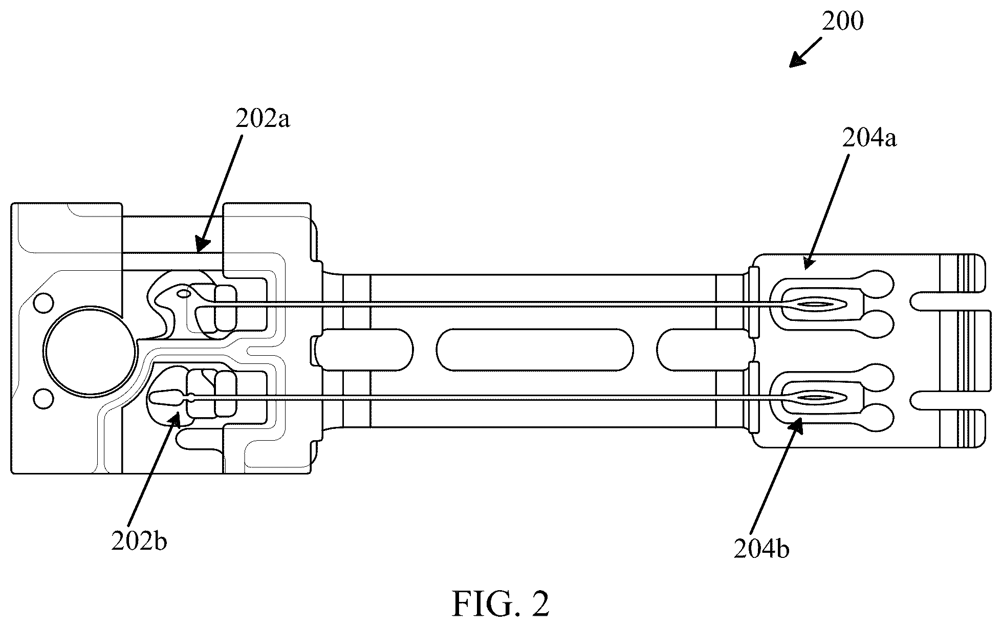 Patent US12480481 Figure 2 – Shape memory alloy (SMA) bimorph actuators with reduced wire exit angle