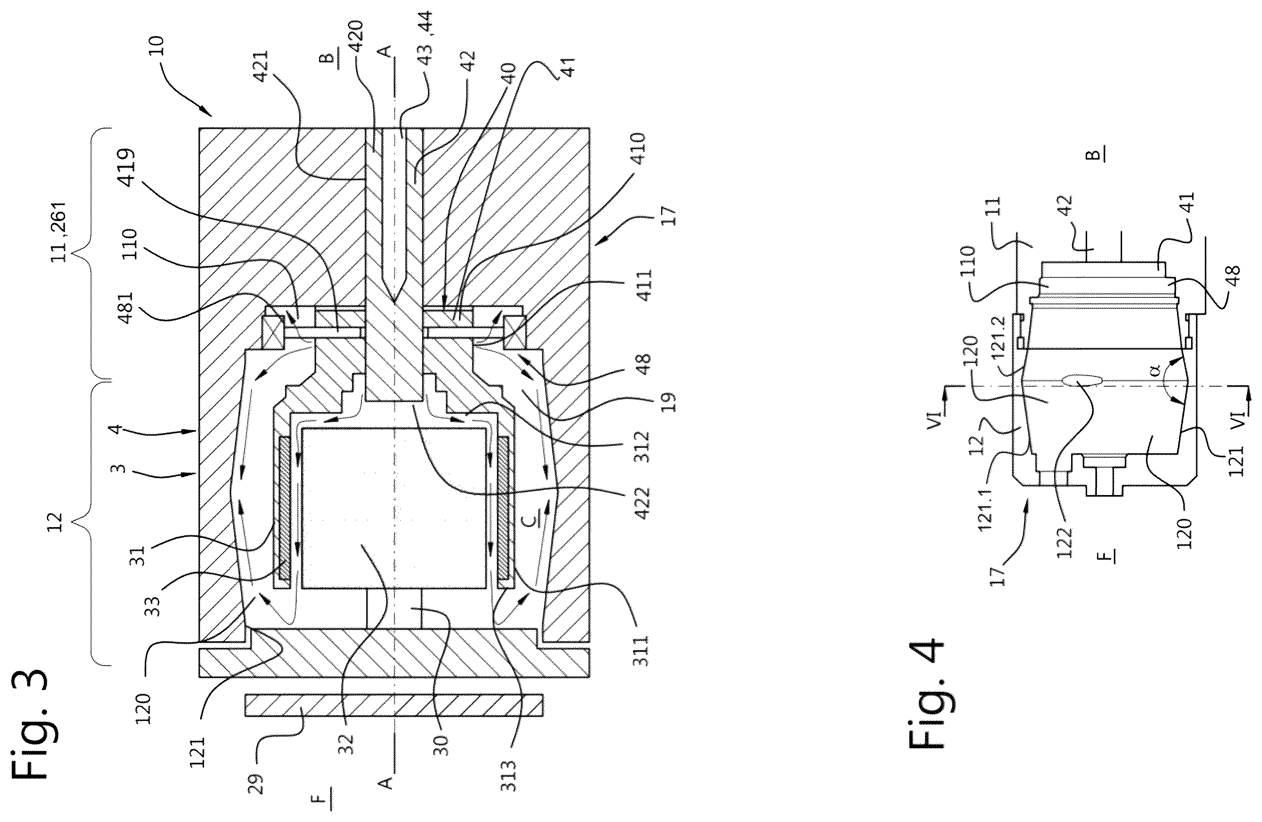 Patent US12480484 Figure 2 – Pump unit with conical motor chamber