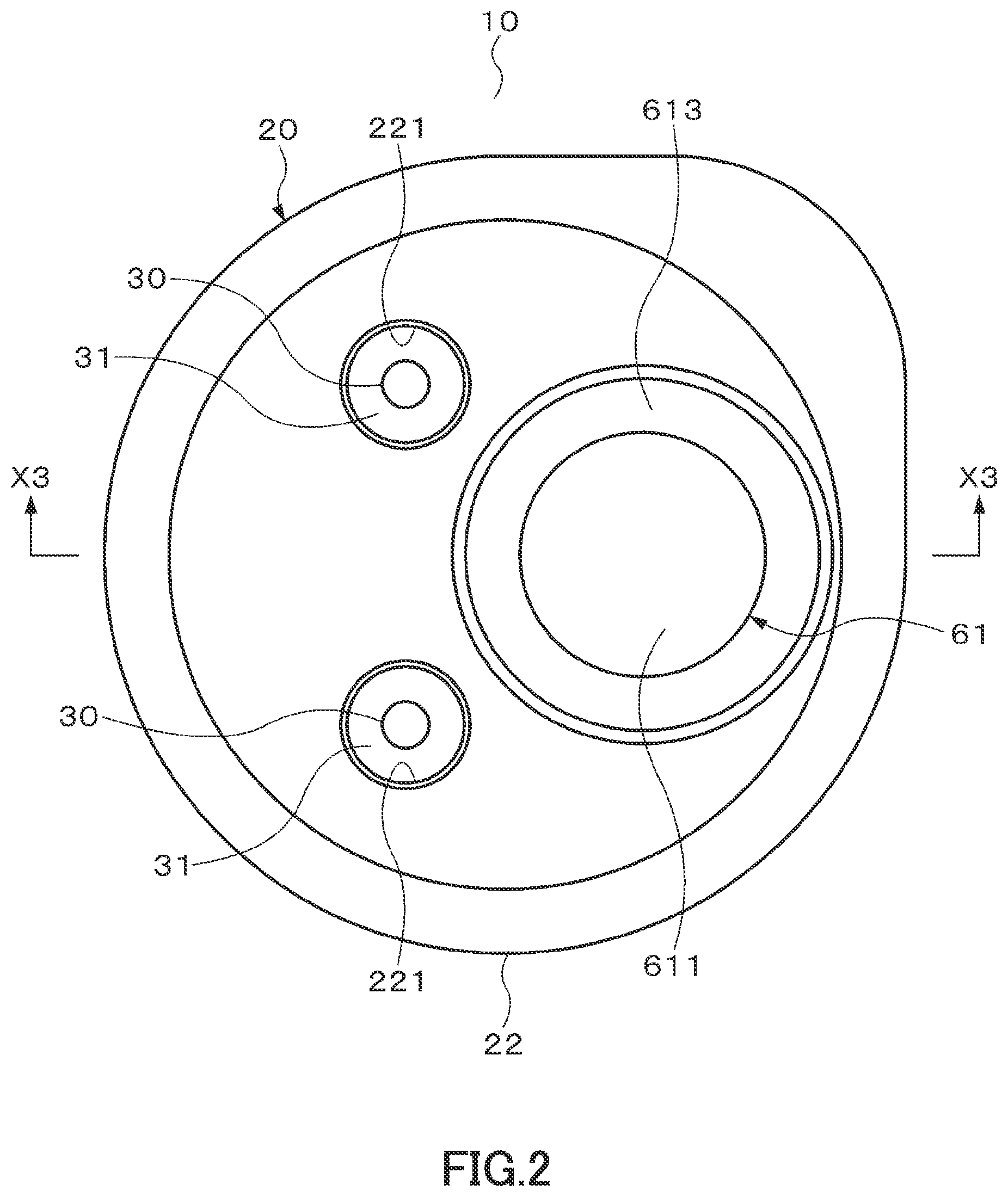 Patent US12480486 Figure 2 – Pressure switch with two pressing members and a hermetic electric compressor arrangement therewith