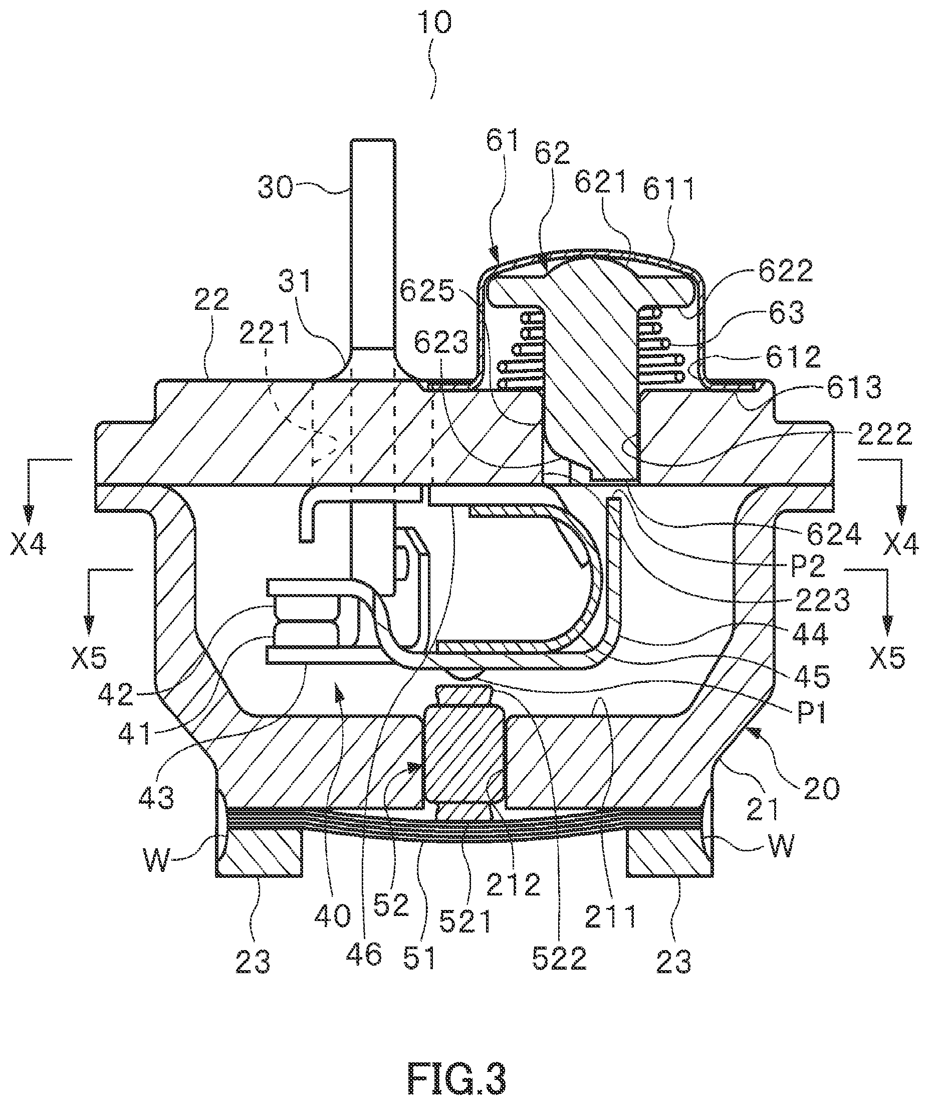 Patent US12480486 Figure 3 – Pressure switch with two pressing members and a hermetic electric compressor arrangement therewith