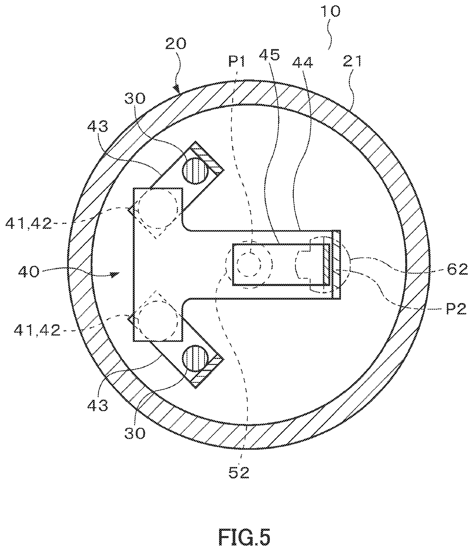 Patent US12480486 Figure 5 – Pressure switch with two pressing members and a hermetic electric compressor arrangement therewith