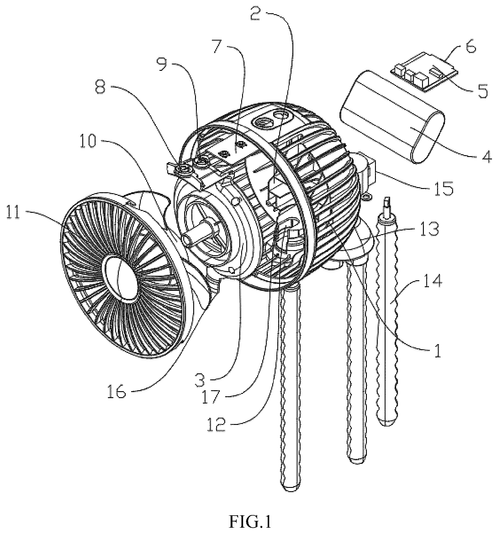 Patent US12480507 — Portable oscillating fan — Figure 1