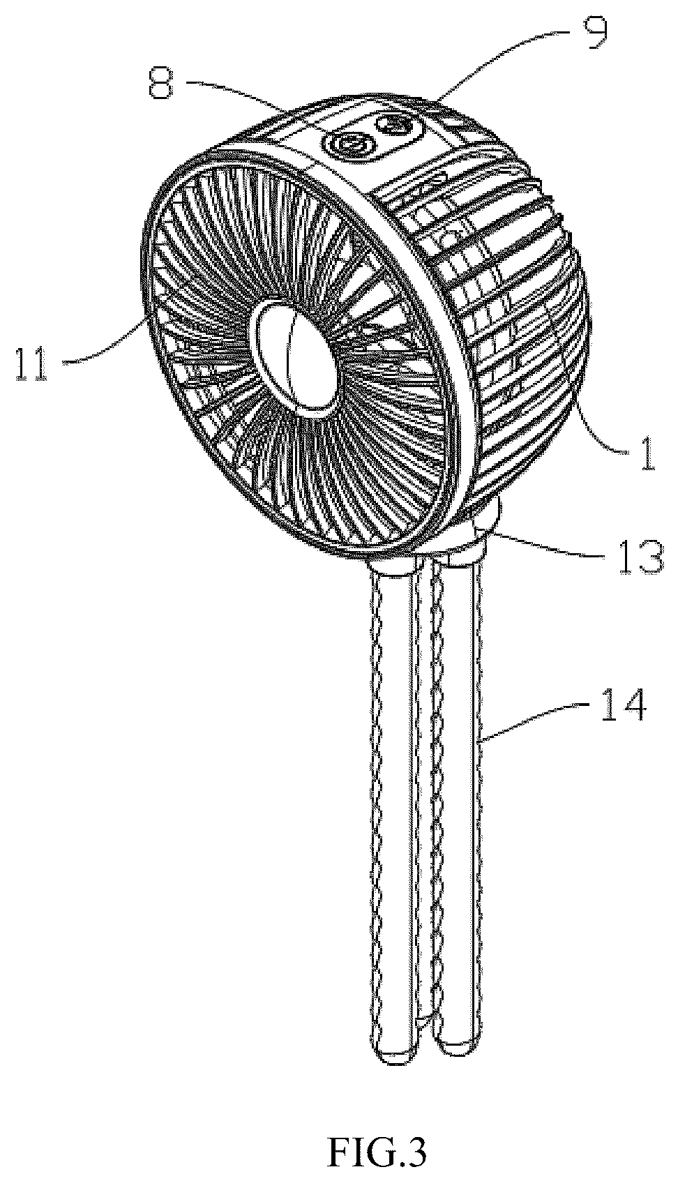 Patent US12480507 Figure 3 – Portable oscillating fan