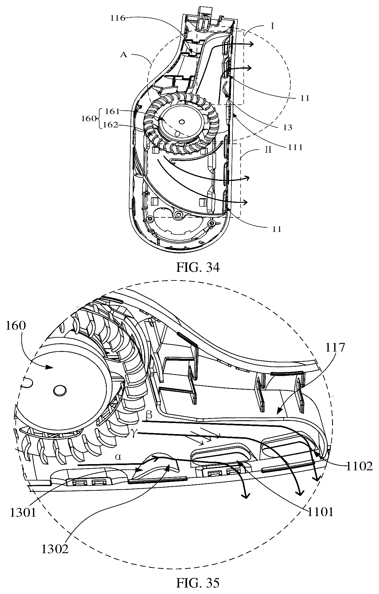 Patent US12480508 Figure 16 – Centrifugal fan, neck fan, and vortex shell assembly
